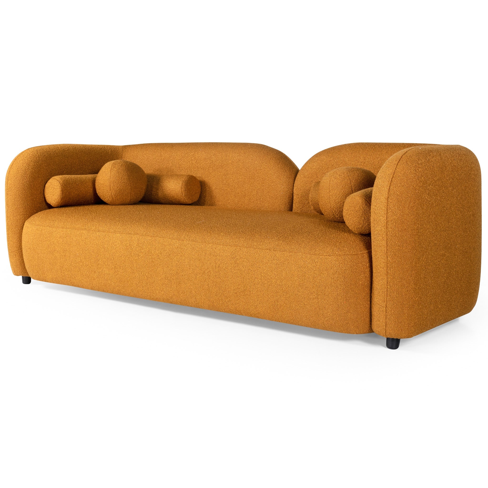 Bodrum Dark Yellow Curved Boucle Sofa - MidinMod