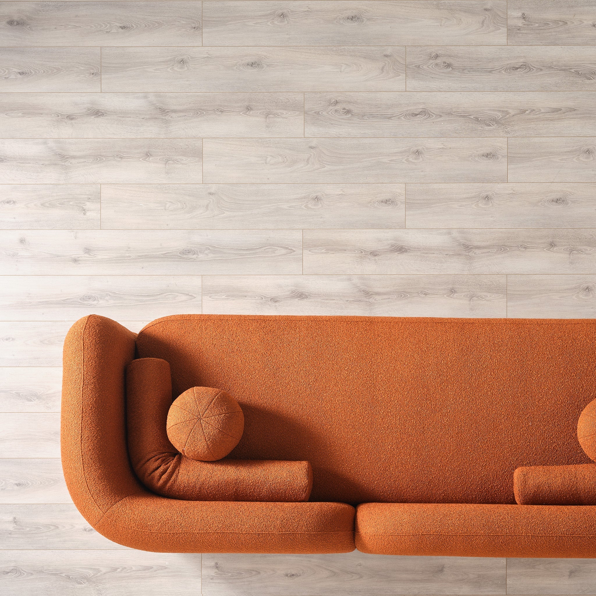 Bodrum Burnt Orange Boucle Curved Sofa - MidinMod