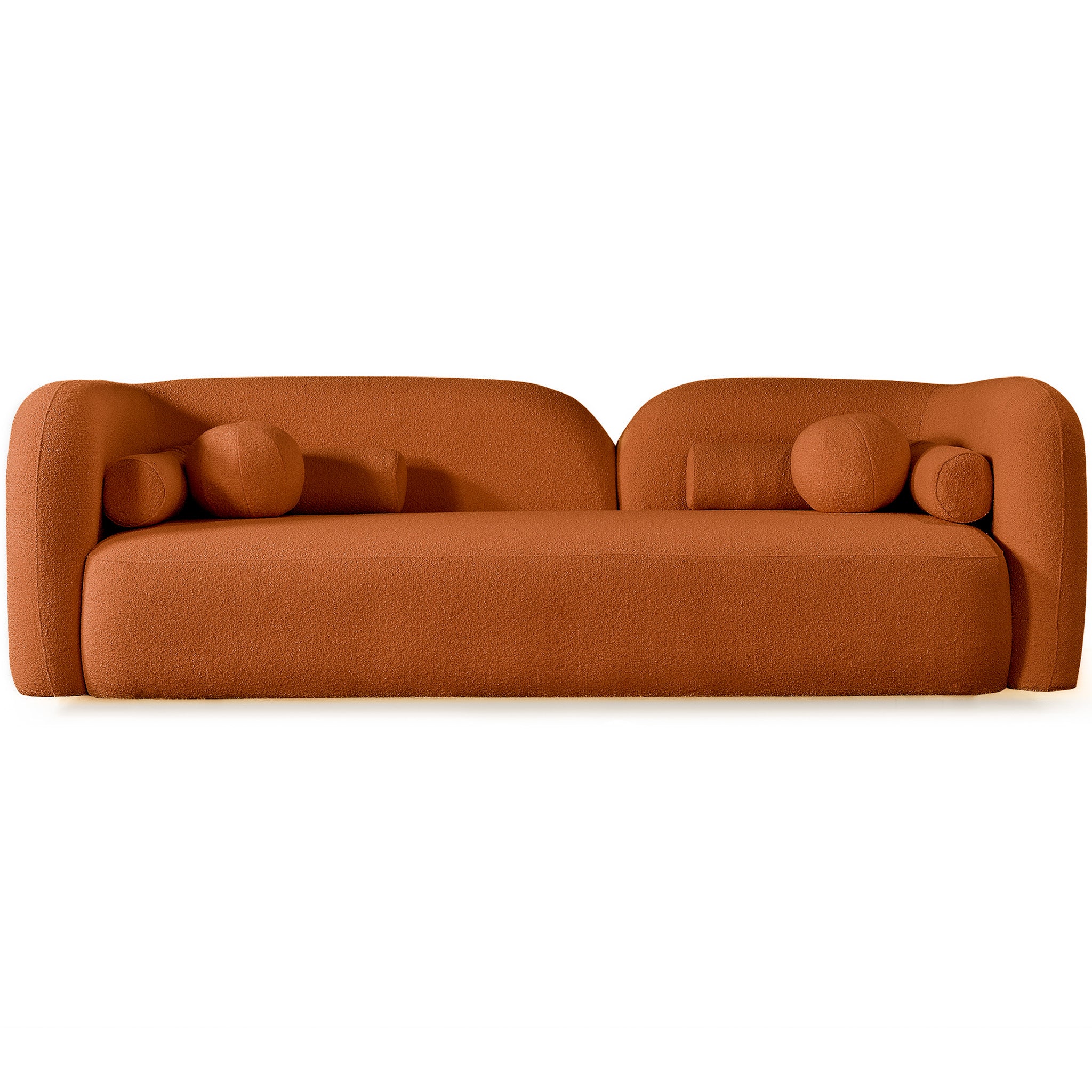 Bodrum Burnt Orange Boucle Curved Sofa - MidinMod