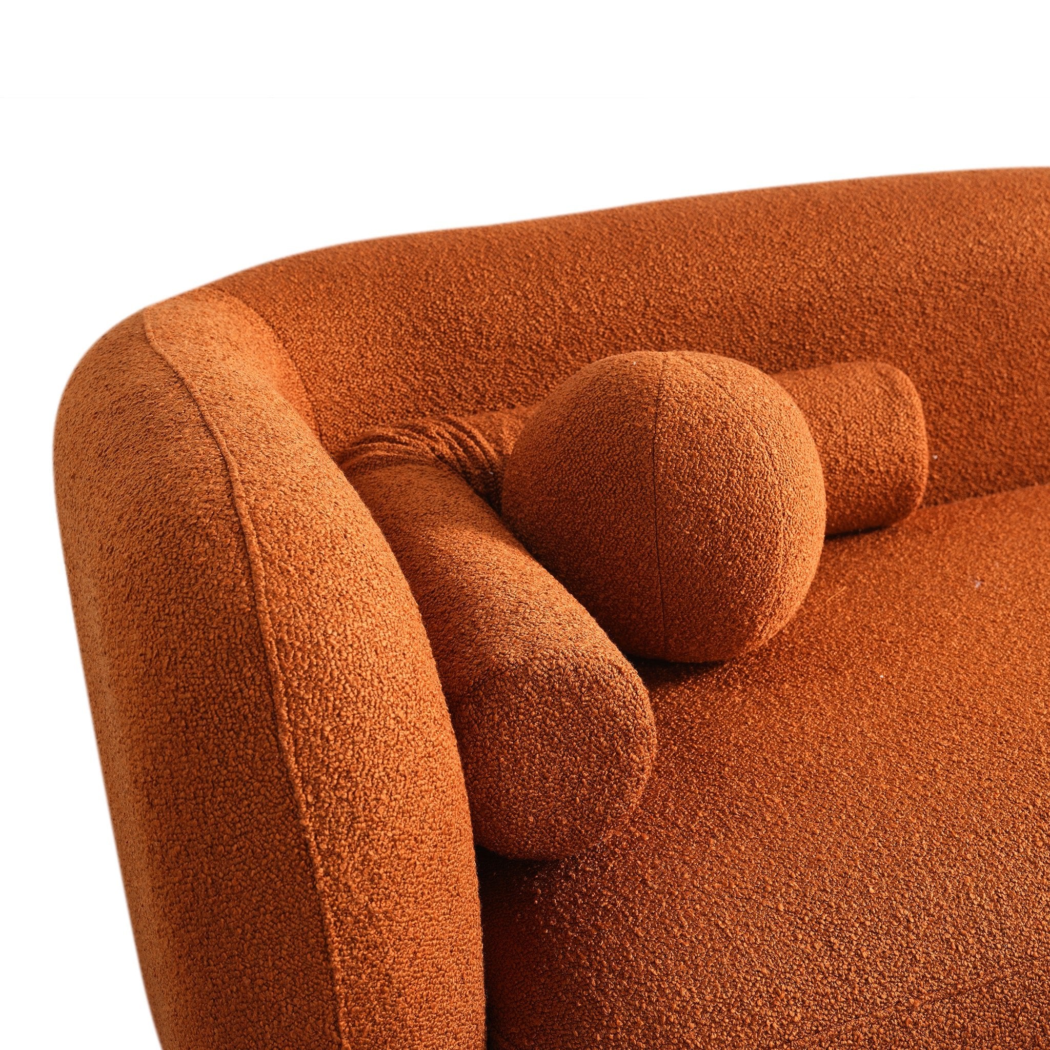 Bodrum Burnt Orange Boucle Curved Sofa - MidinMod