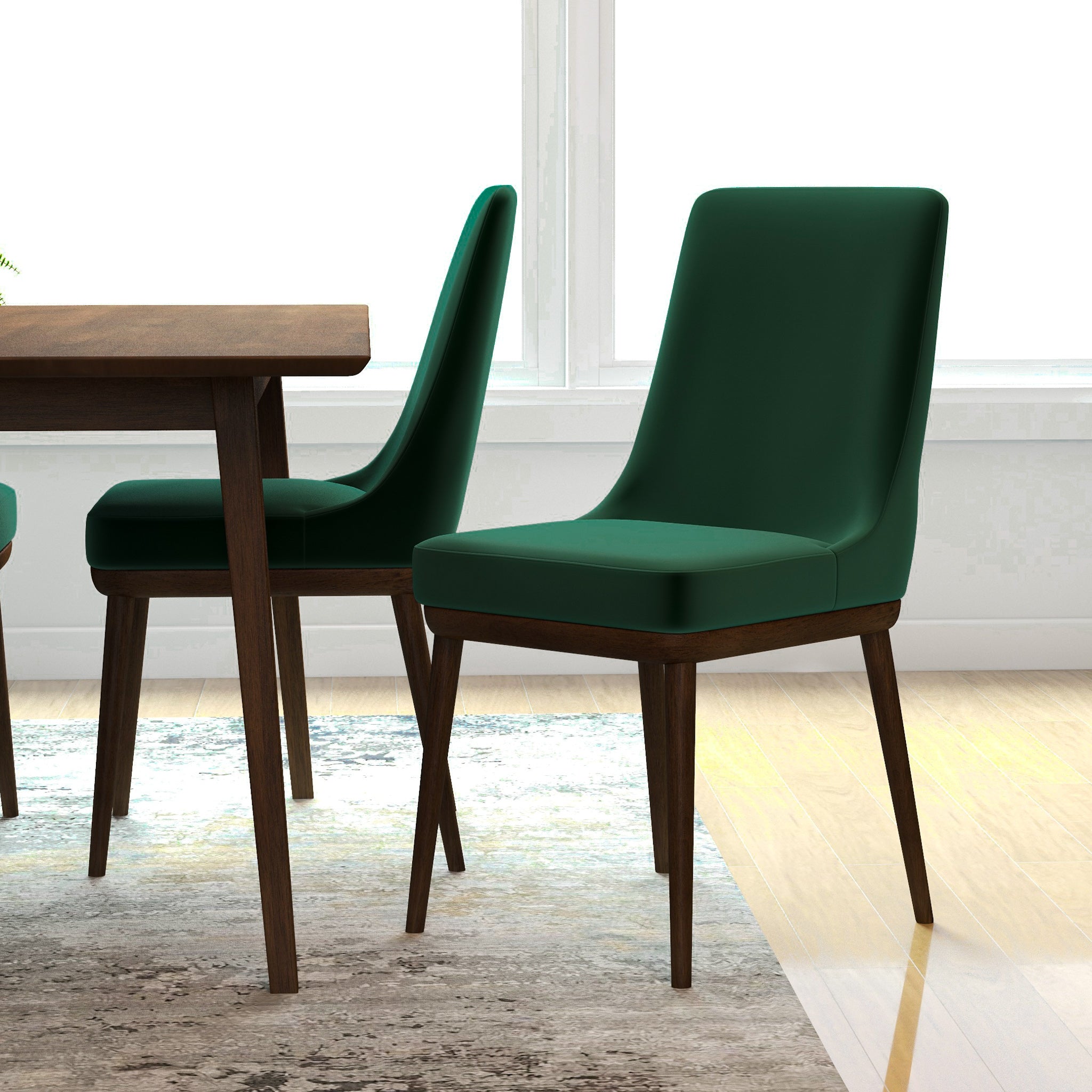 Brighton Dining Chair Emerald Green Velvet Set of 2 - MidinMod