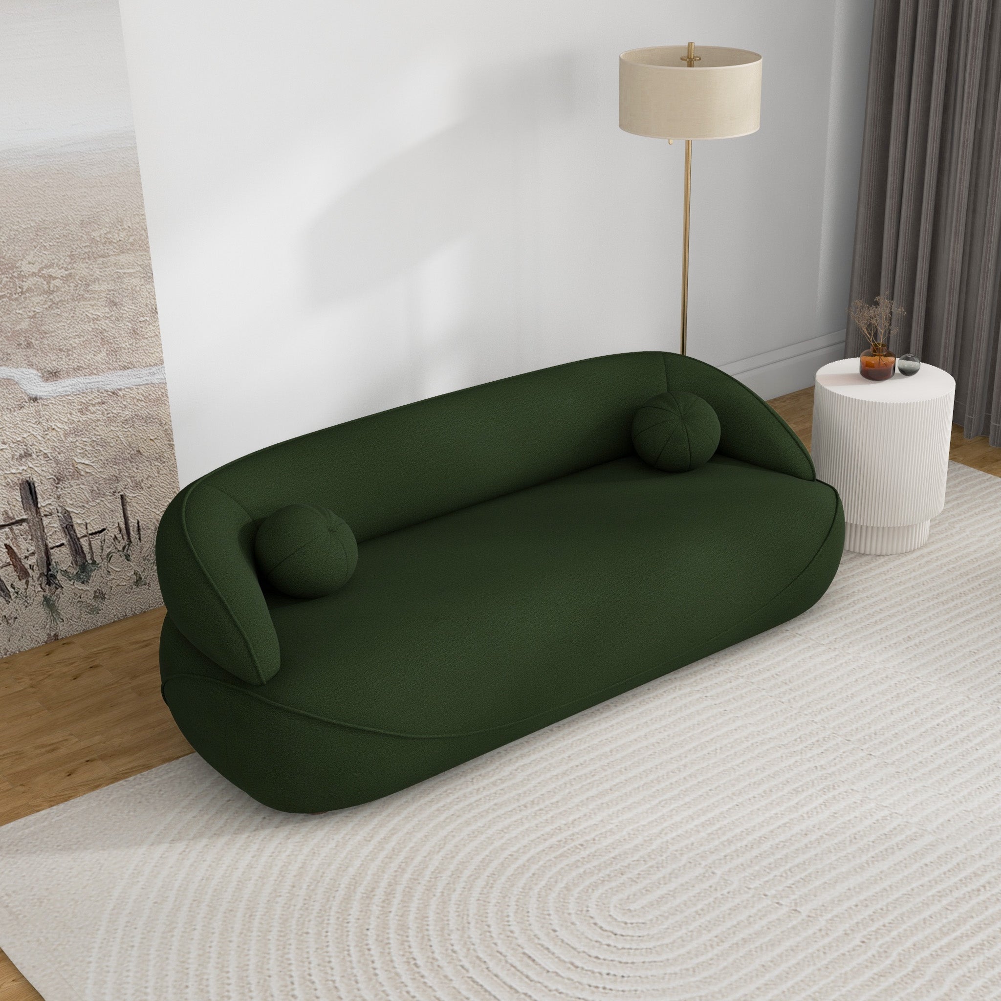 Brody Dark Green Boucle Sofa - MidinMod
