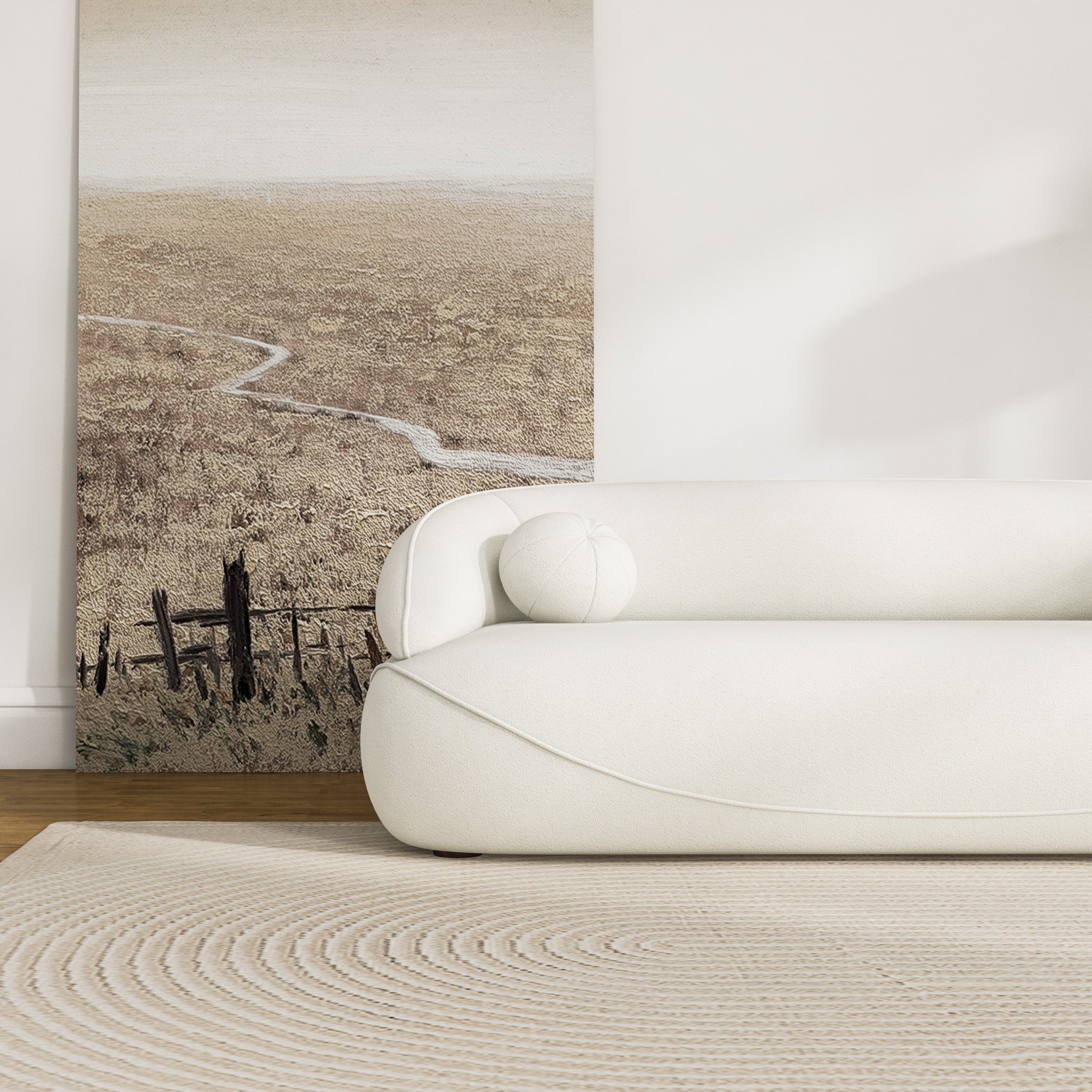 Brody White Boucle Fabric Sofa - MidinMod