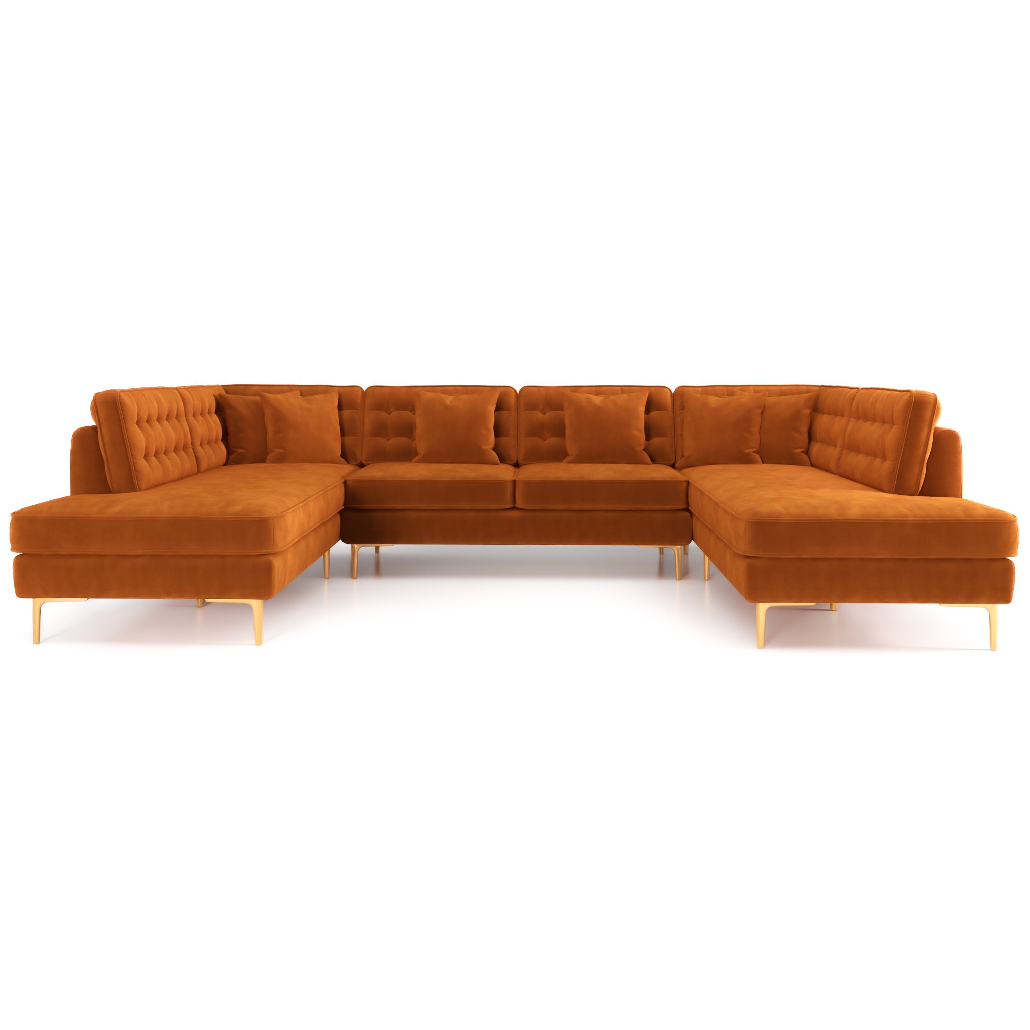 Caleb Burnt Orange Velvet U Shape Corner Sofa - MidinMod