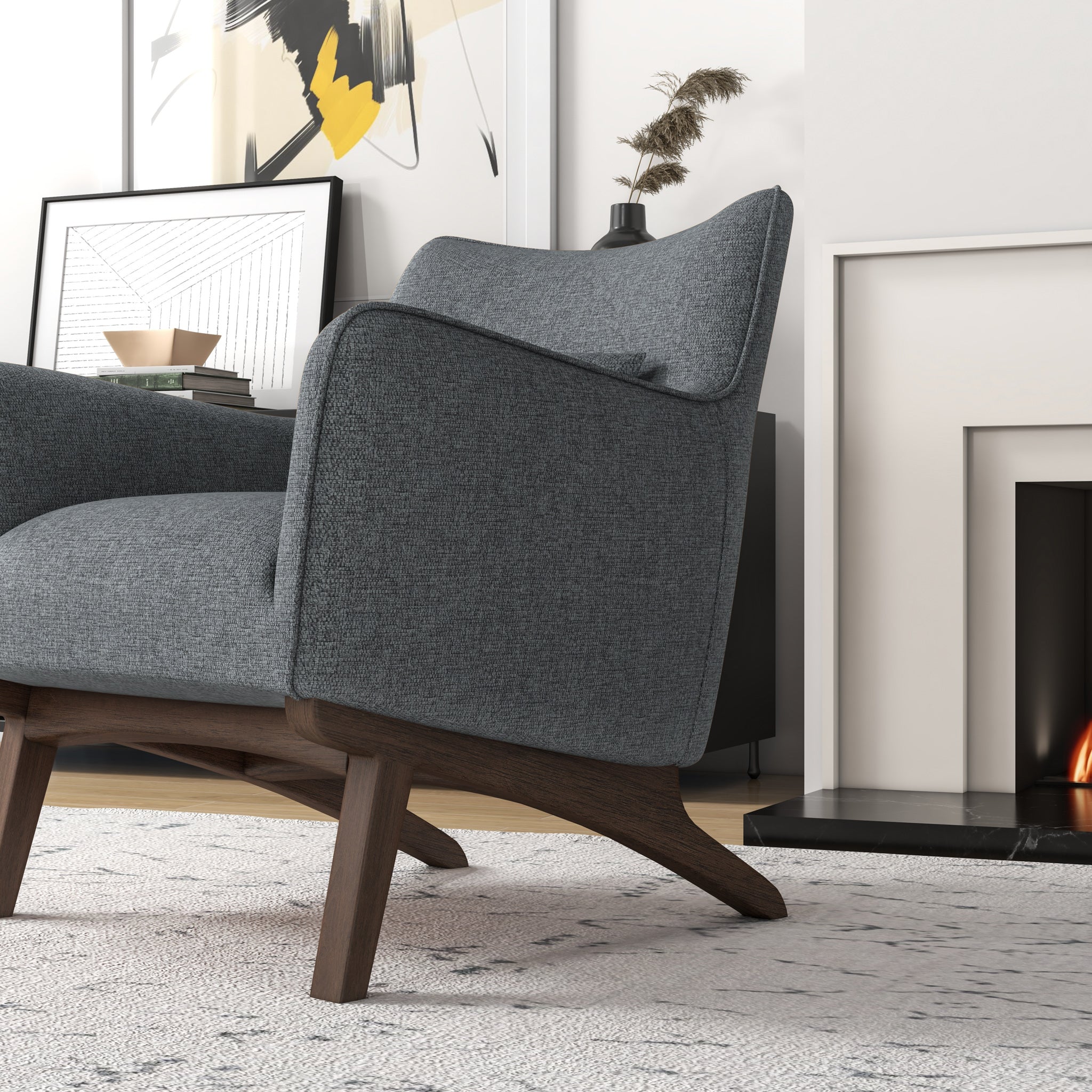 Casper Contemporary Linen Upholstered Lounge Chair - MidinMod