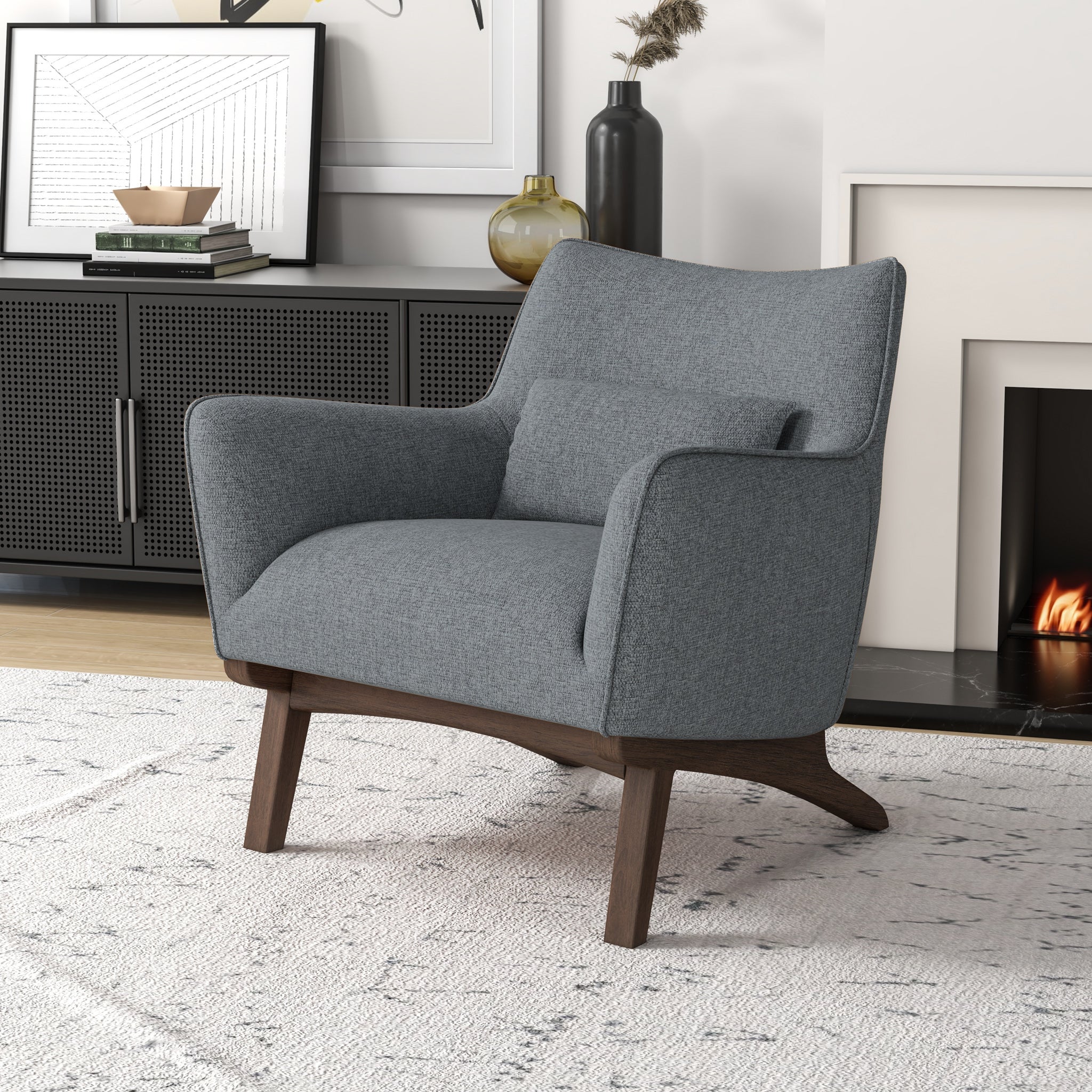 Casper Contemporary Linen Upholstered Lounge Chair - MidinMod