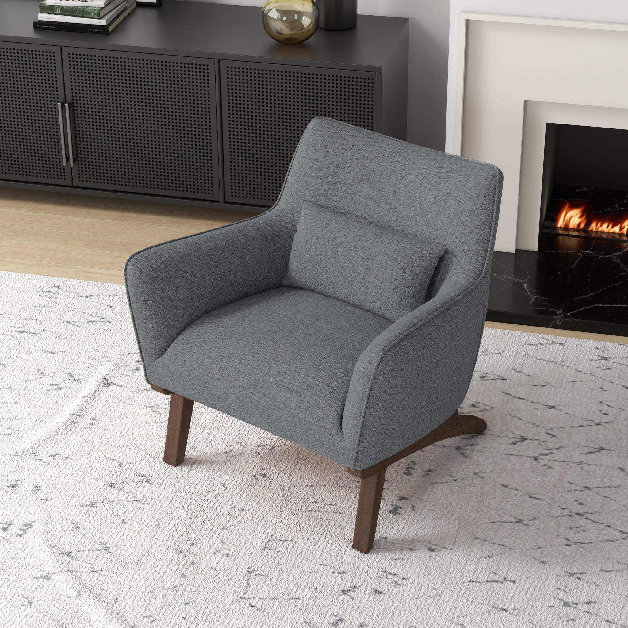 Casper Contemporary Linen Upholstered Lounge Chair - MidinMod