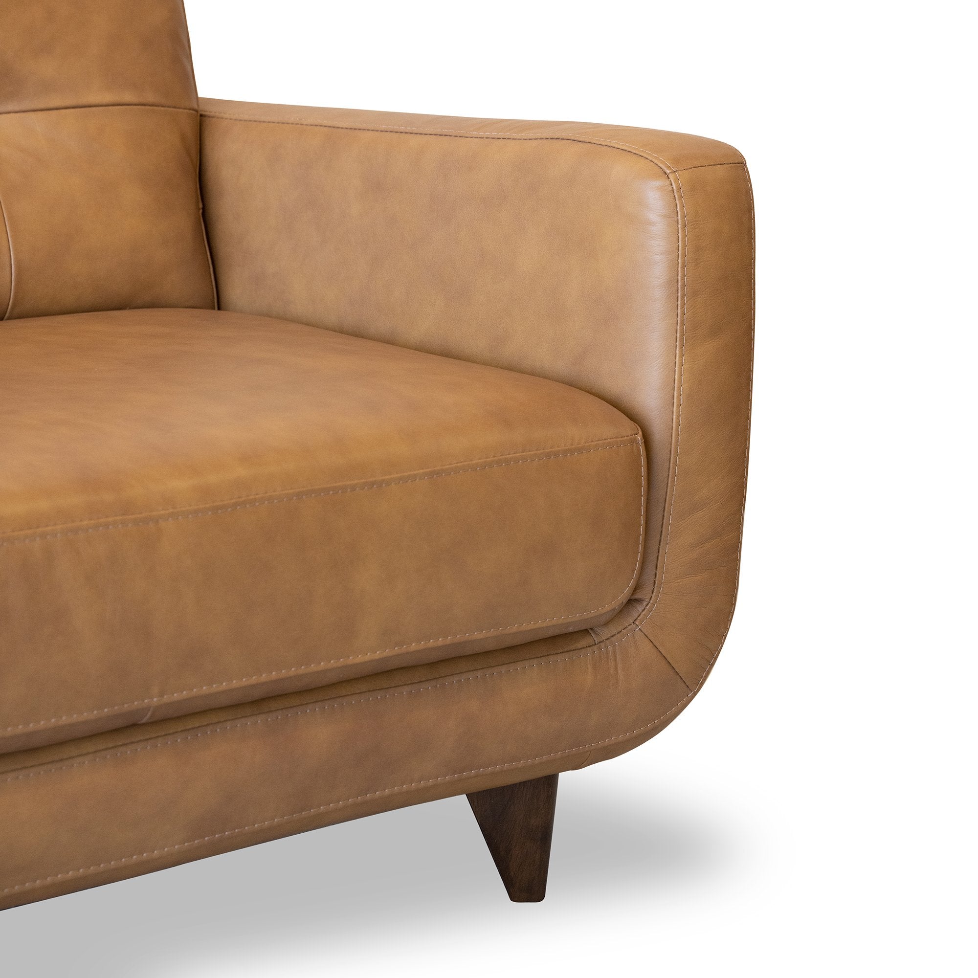 Cassie Mid-Century Modern Genuine Tan Leather Sofa - MidinMod