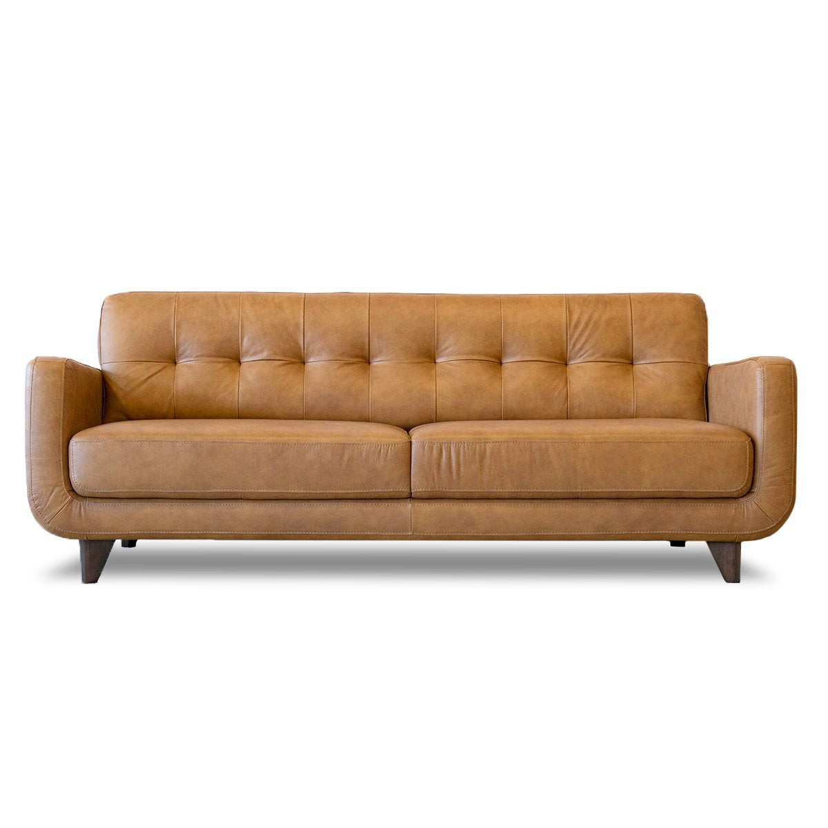 Cassie Mid-Century Modern Genuine Tan Leather Sofa - MidinMod