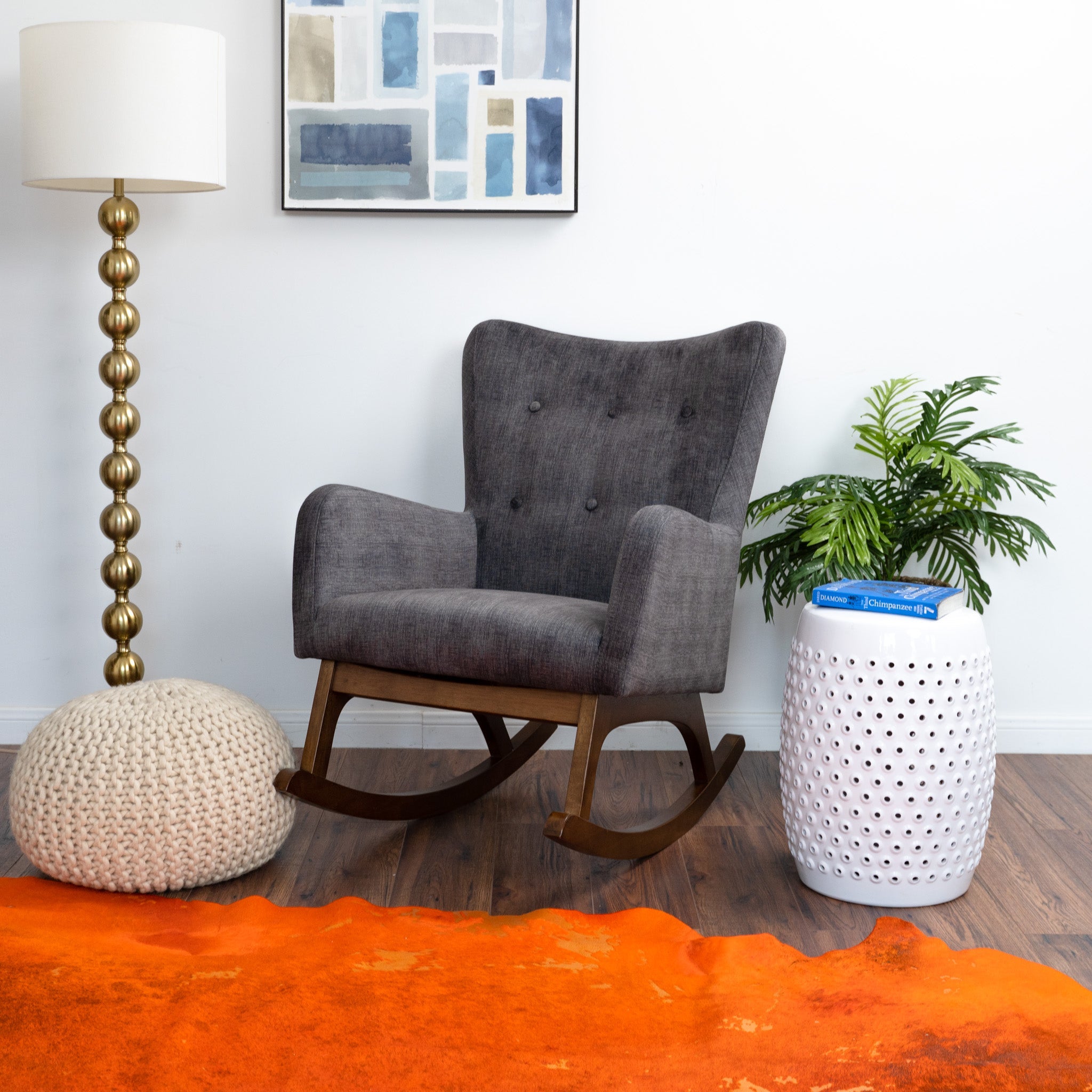 Charlotte Gray Velvet Rocking Chair - MidinMod