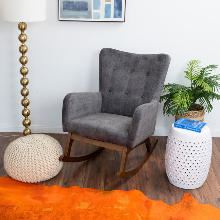 Charlotte Grey Velvet Rocking Chair | MidinMod