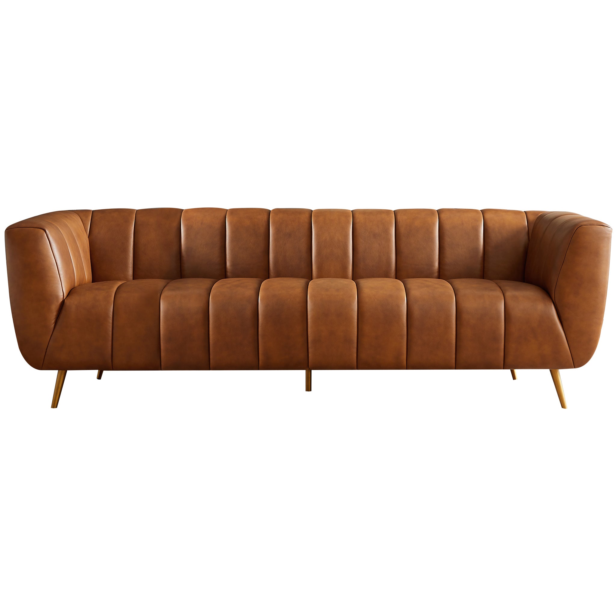 Clodine Cognac Leather Sofa - MidinMod