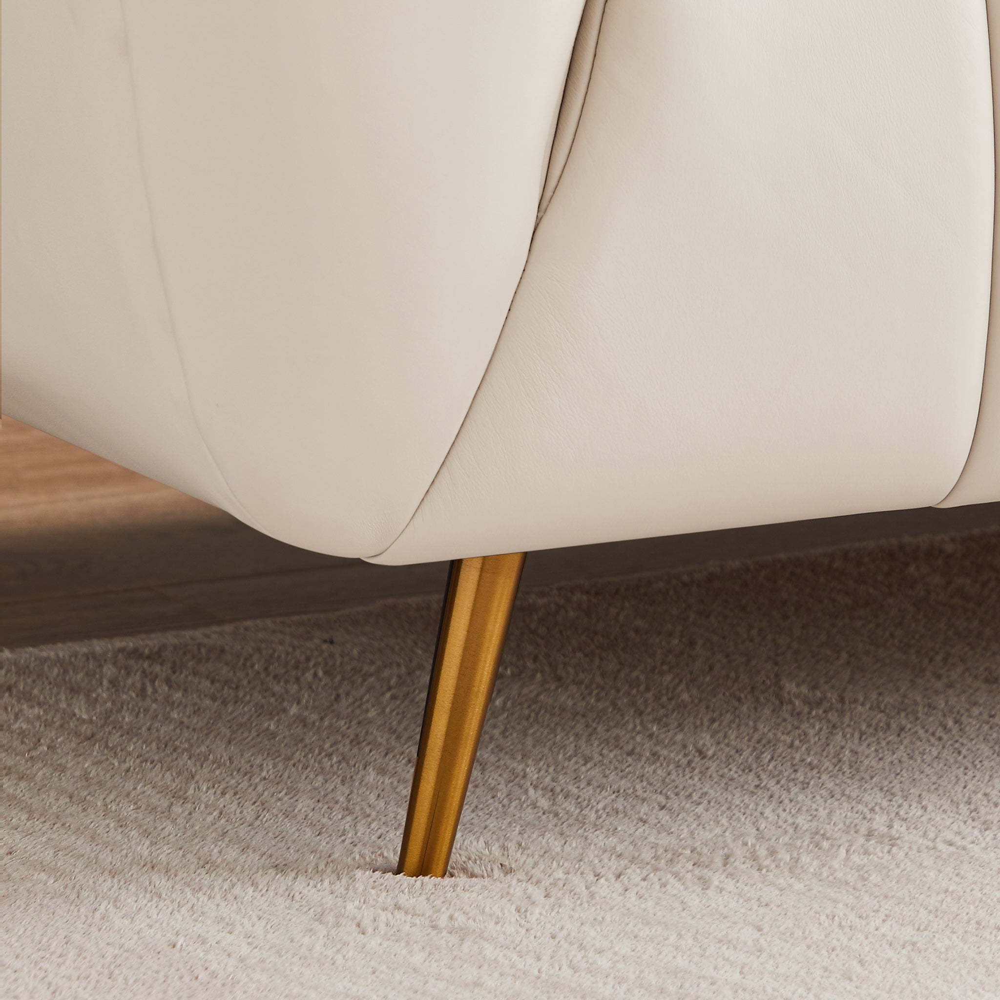 Clodine Cream Leather Sofa - MidinMod