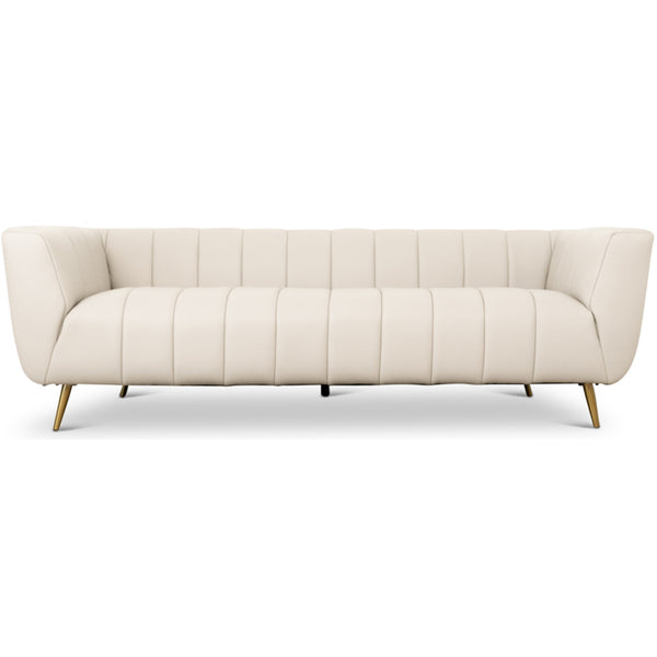 Clodine Cream Leather Sofa - MidinMod