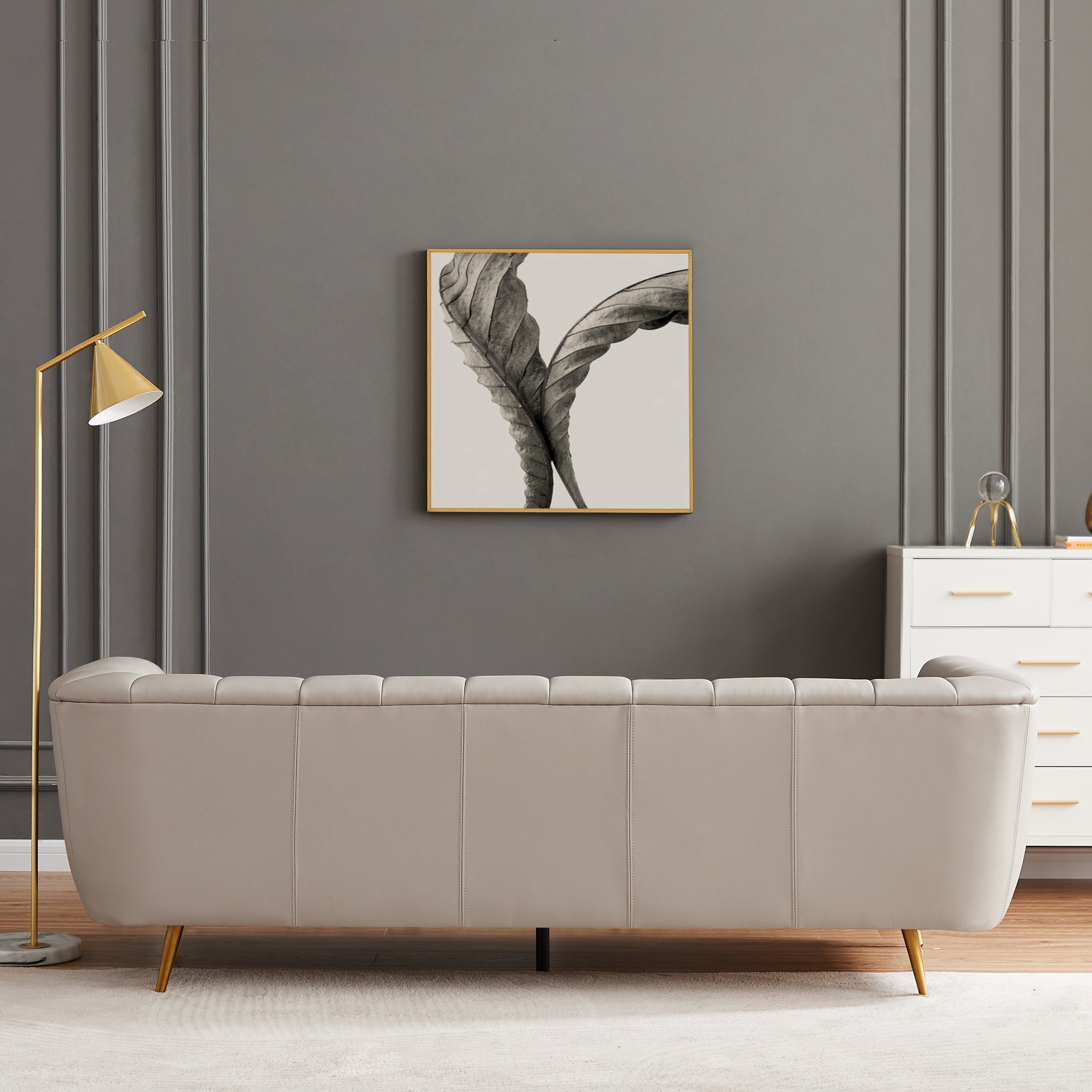 Clodine Grey Leather Sofa - MidinMod