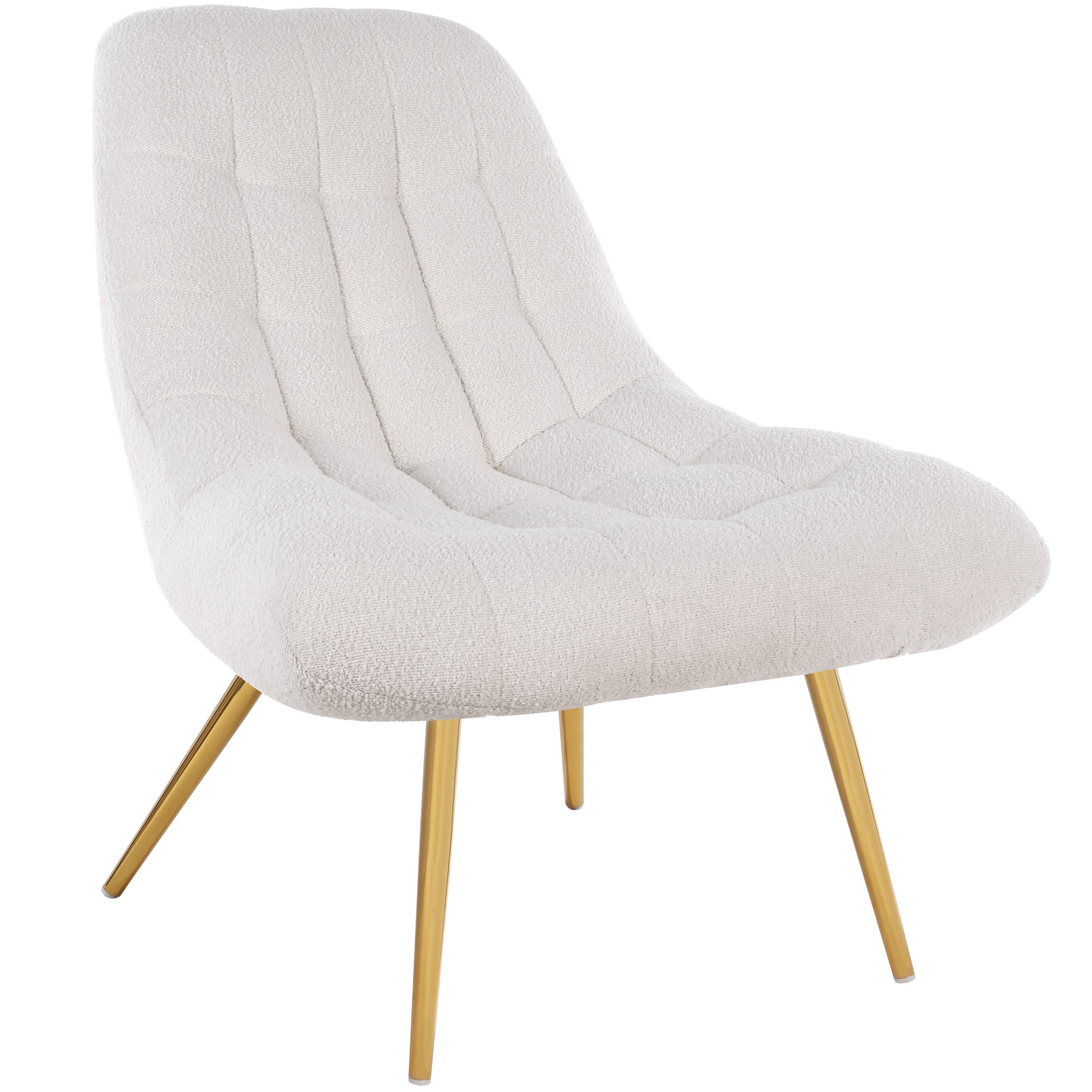 Edna Mid-Century Modern Beige Boucle Lounge Chair with Gold Base | MidinMod