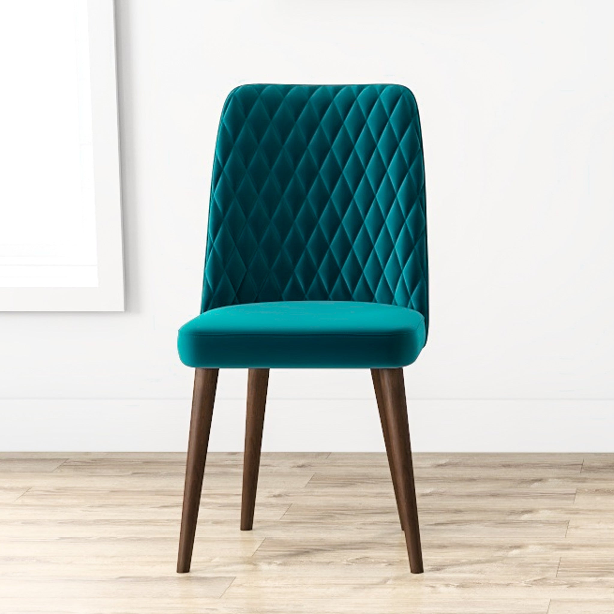 Evette Mid Century Modern Teal Dining Chair Set of 2 - MidinMod