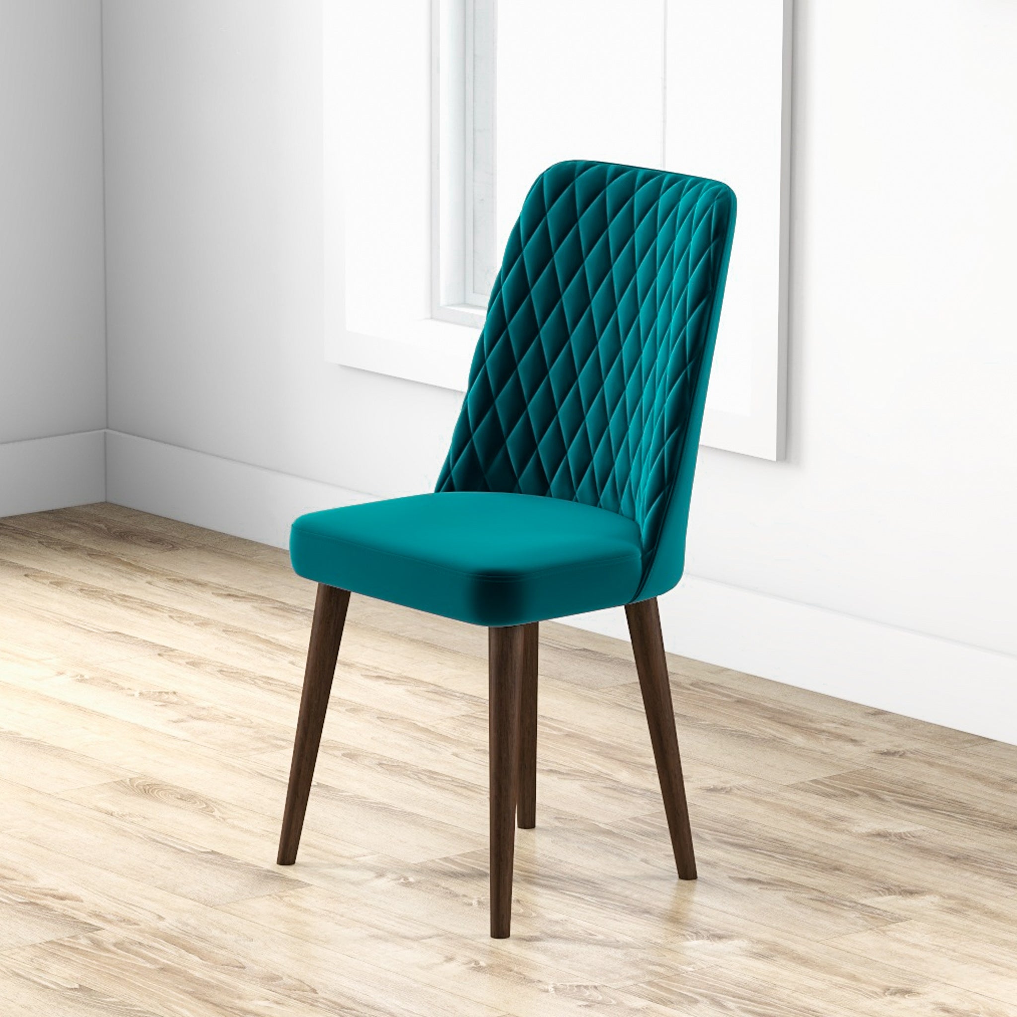 Evette Mid Century Modern Teal Dining Chair Set of 2 - MidinMod