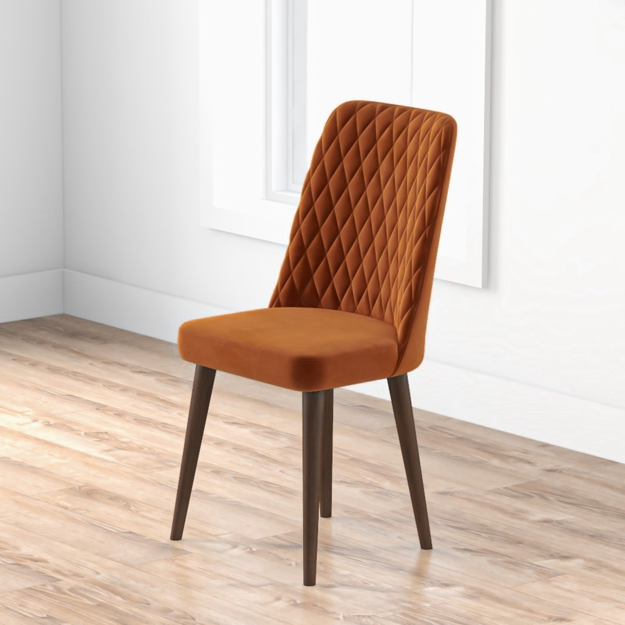 Evette Mid Century Modern Burnt Orange Dining Chair Set of 2 - MidinMod