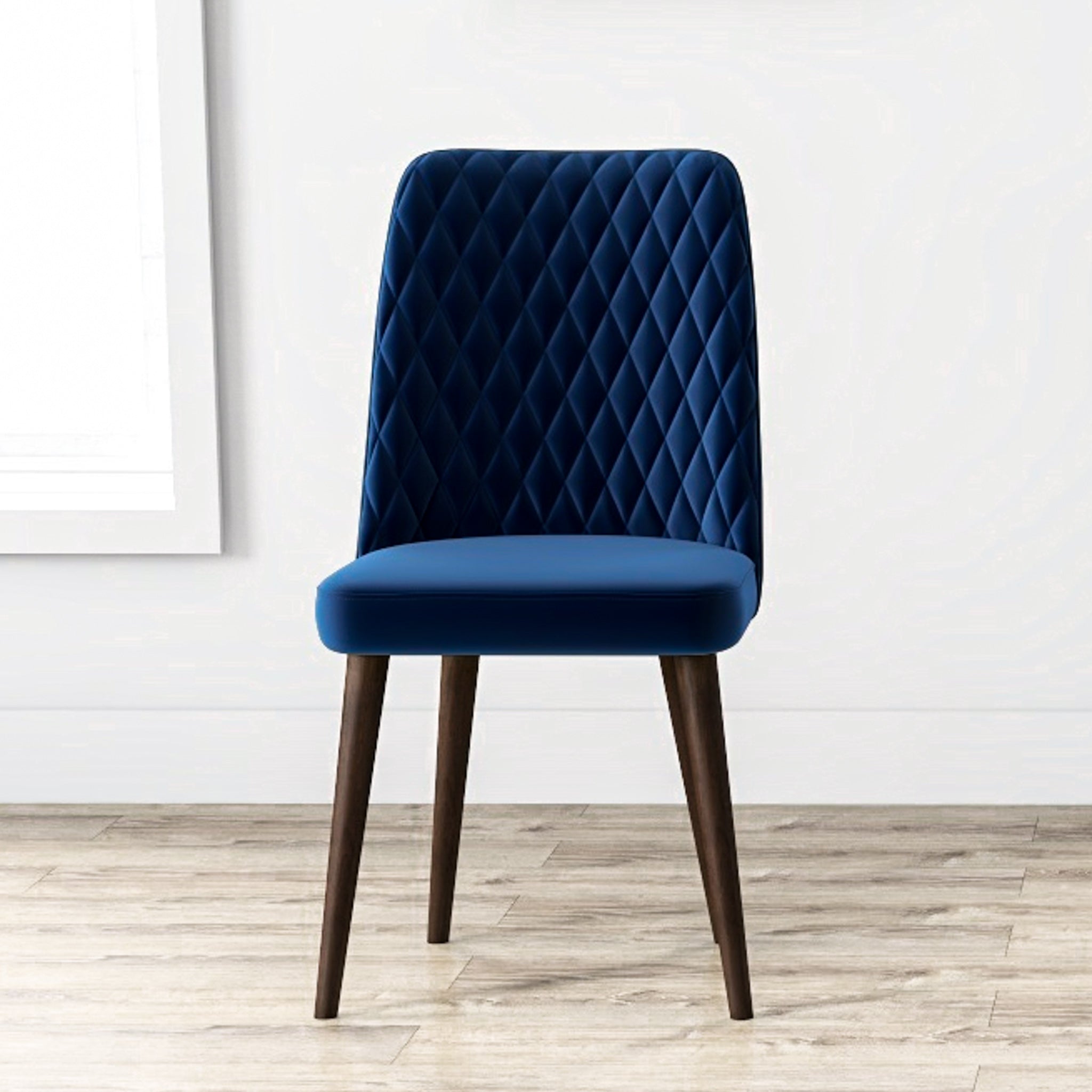 Evette Mid Century Modern Navy Blue Dining Chair Set of 2 - MidinMod