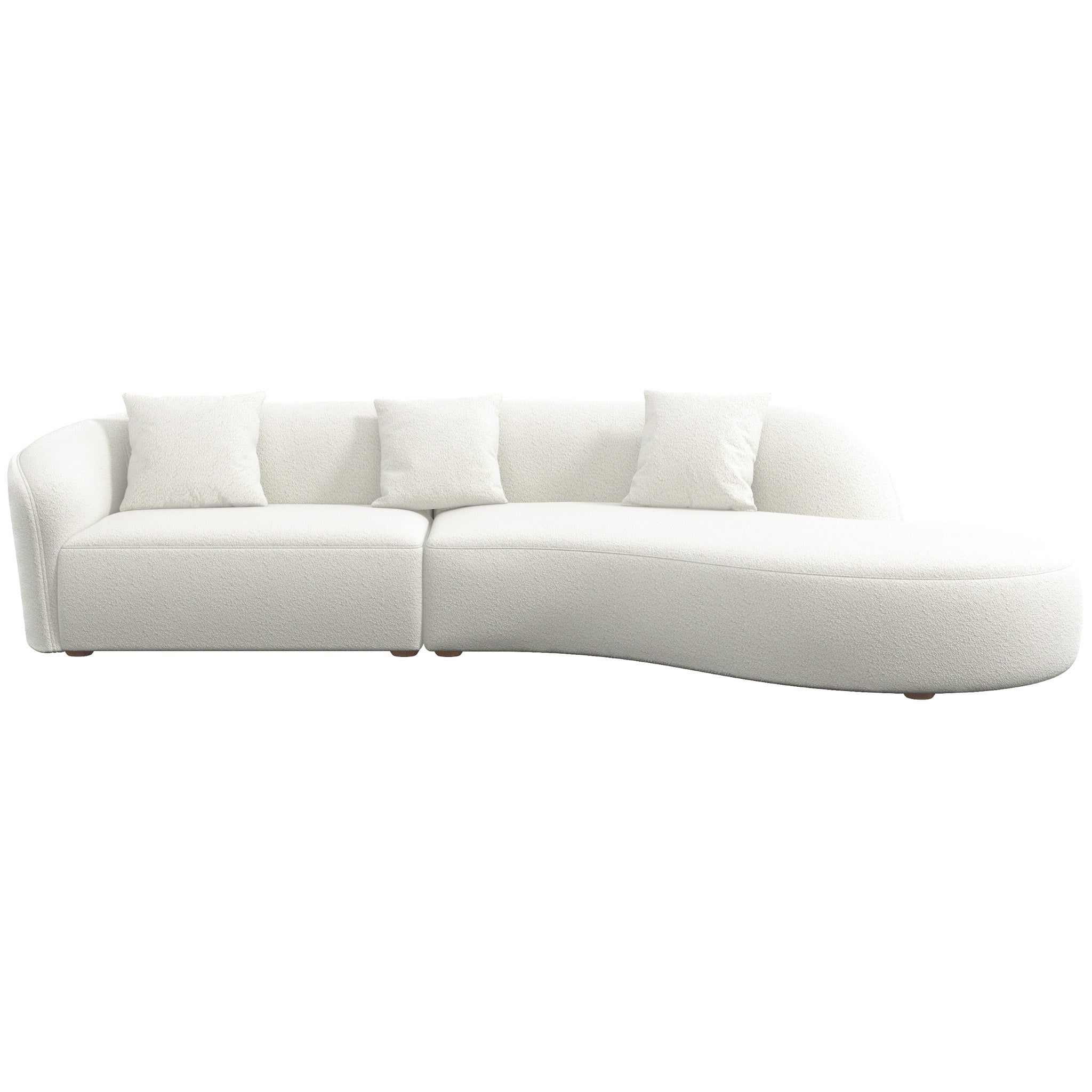 Galleria Japandi Style Curvy White Boucle Sectional Sofa - MidinMod
