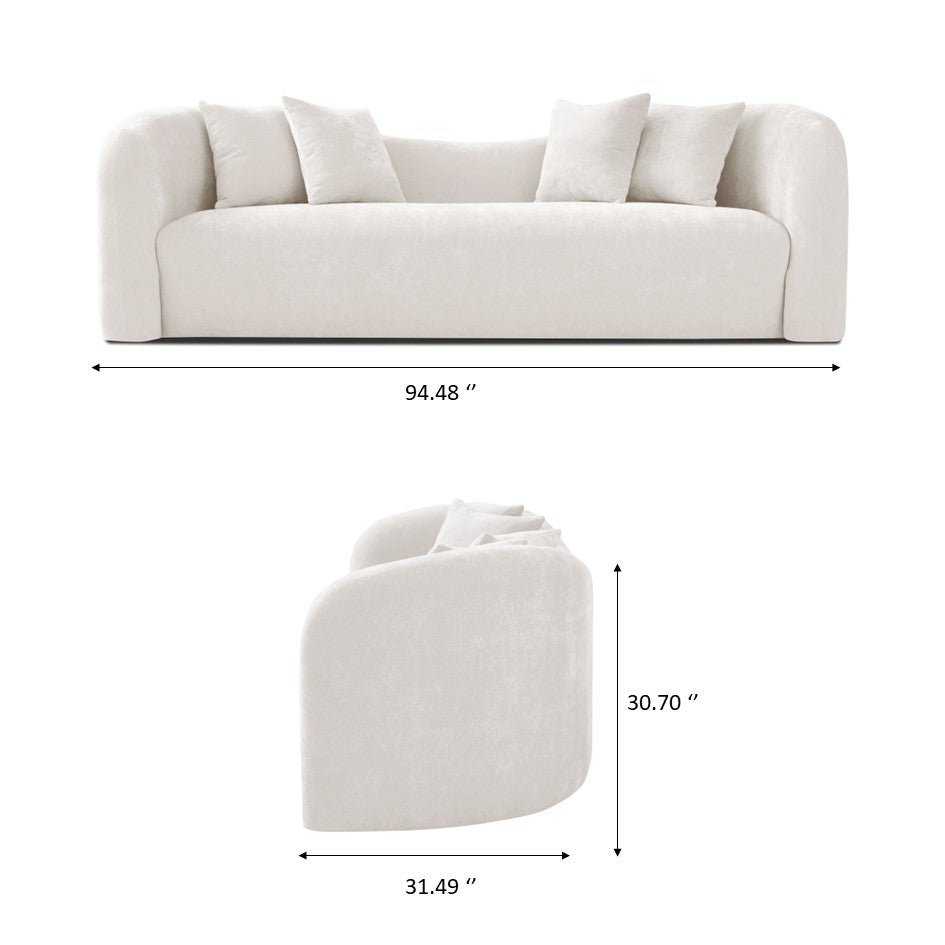 Hana White Boucle Sofa - MidinMod