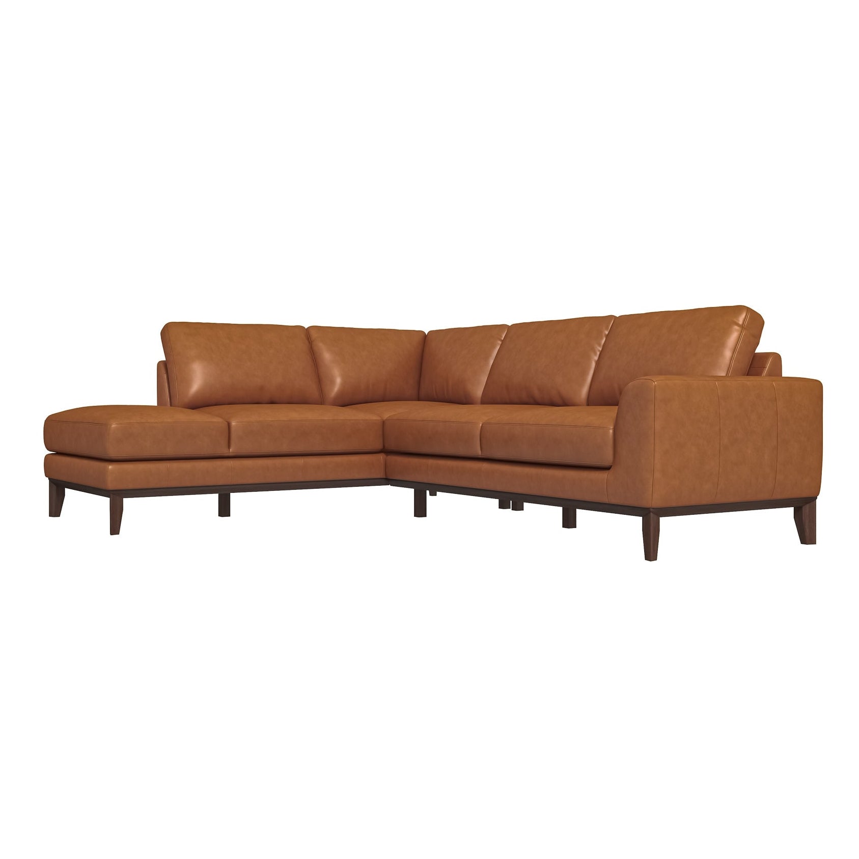 Mayfair Tan Leather Sectional Left Facing Chaise - MidinMod