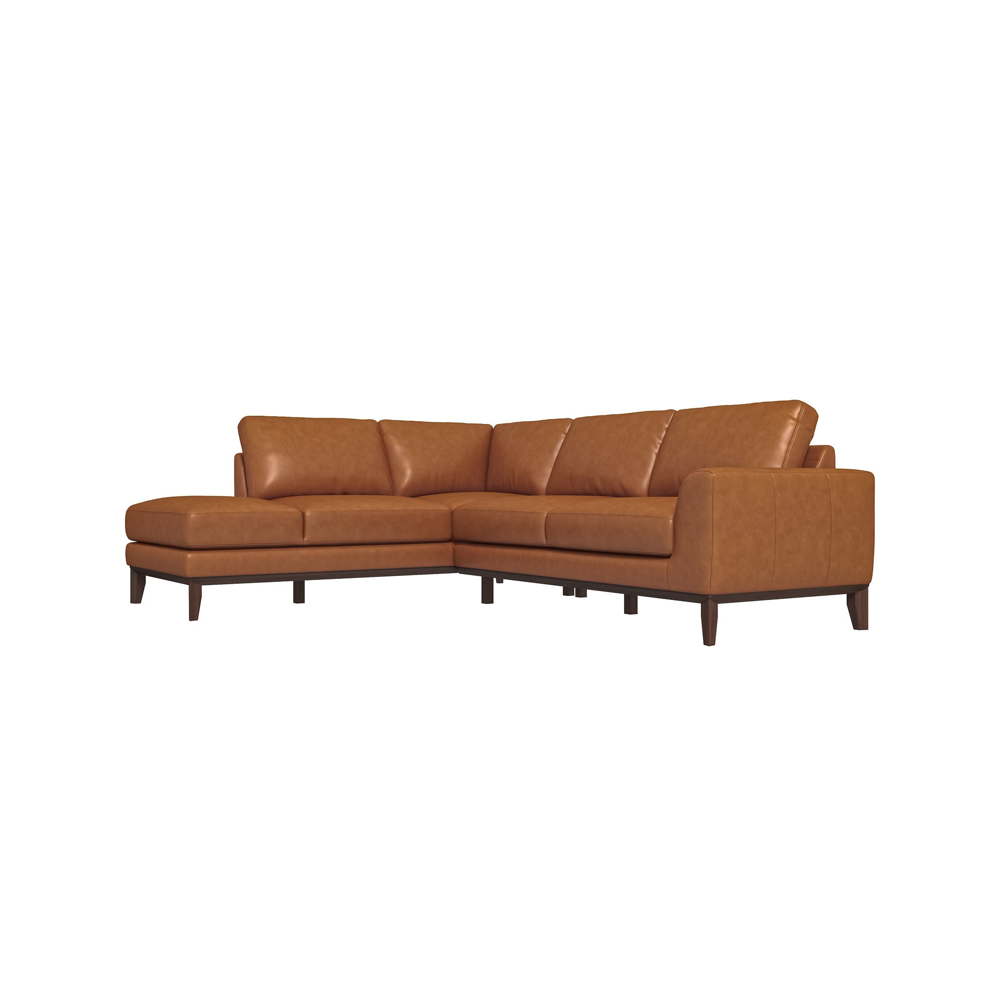 Mayfair Tan Leather Sectional Left Facing Chaise - MidinMod