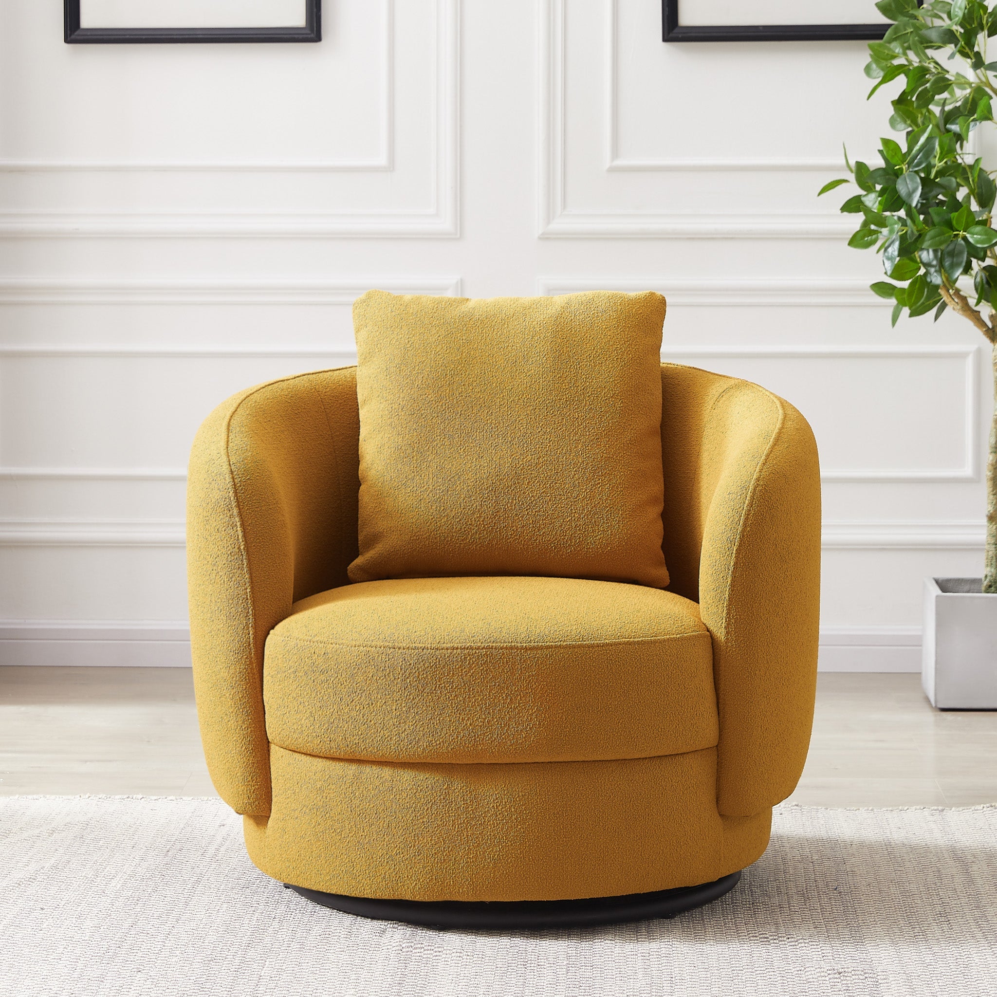 Perth Gold Boucle Lounge Chair - MidinMod