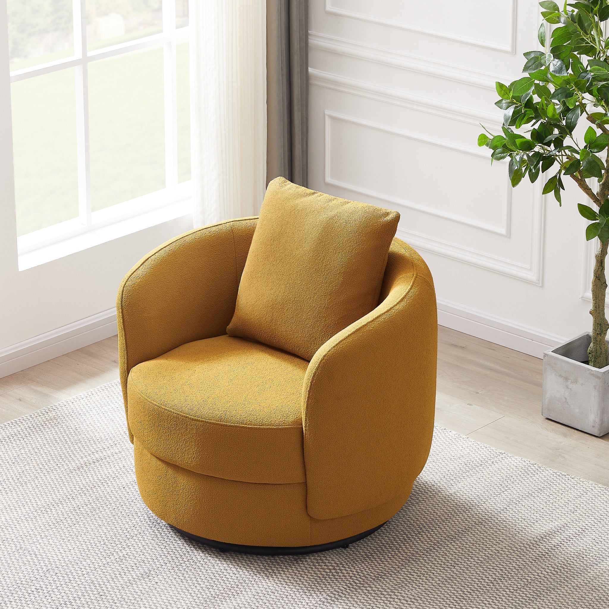 Perth Gold Boucle Lounge Chair - MidinMod