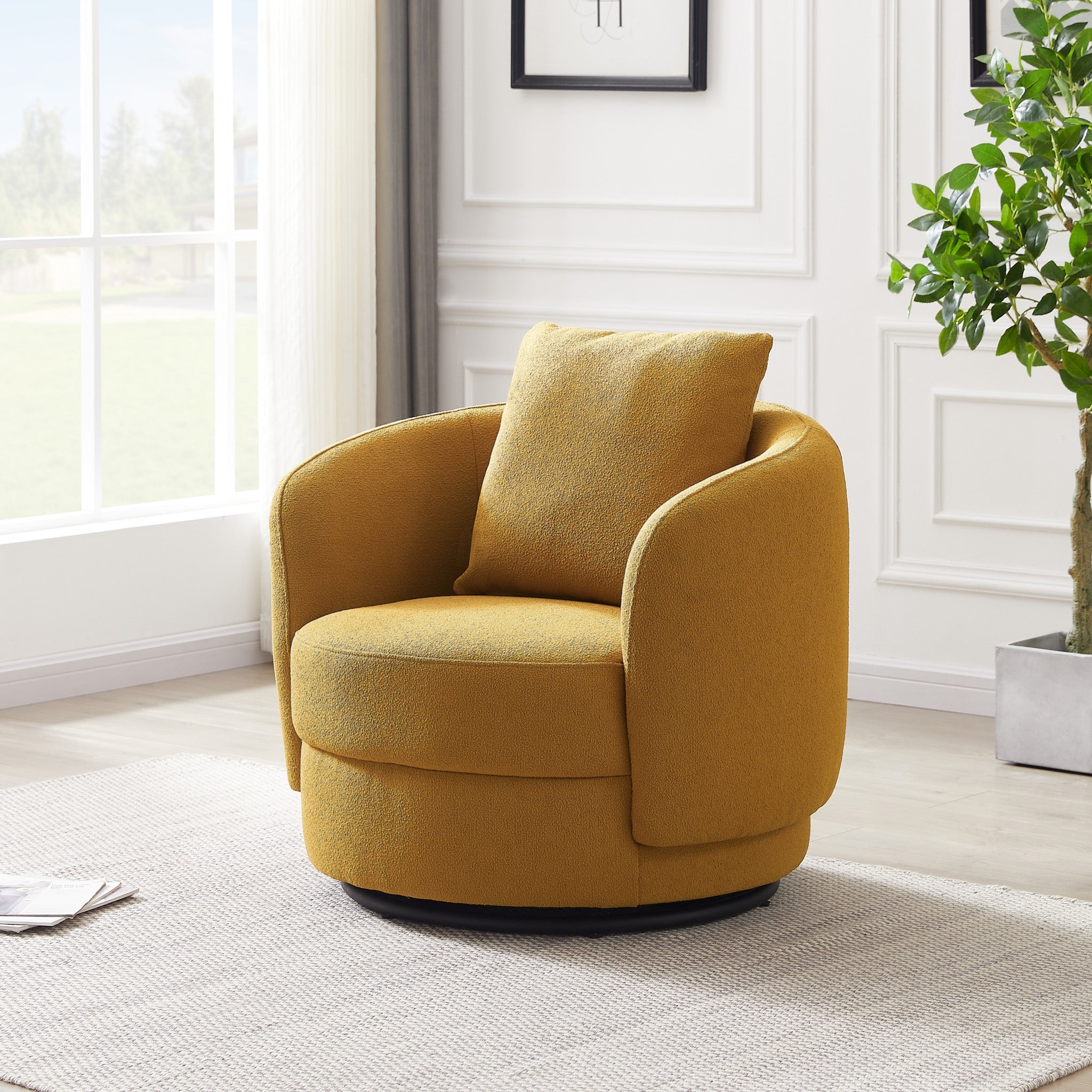 Perth Gold Boucle Lounge Chair - MidinMod