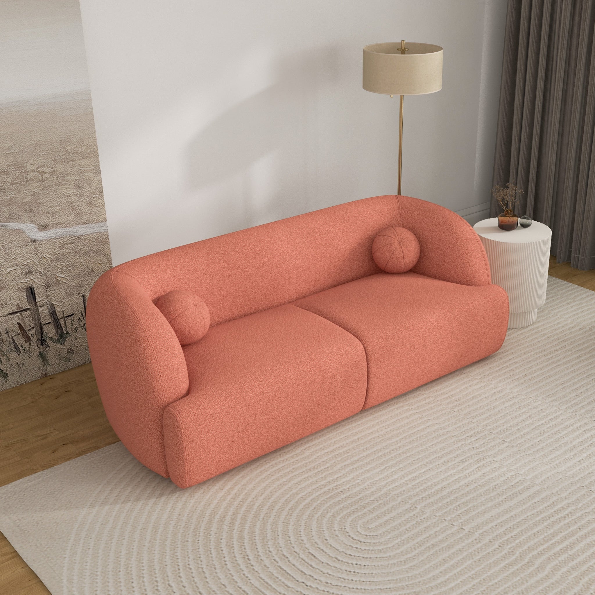 Quinn Pink Boucle Sofa  - MidinMod