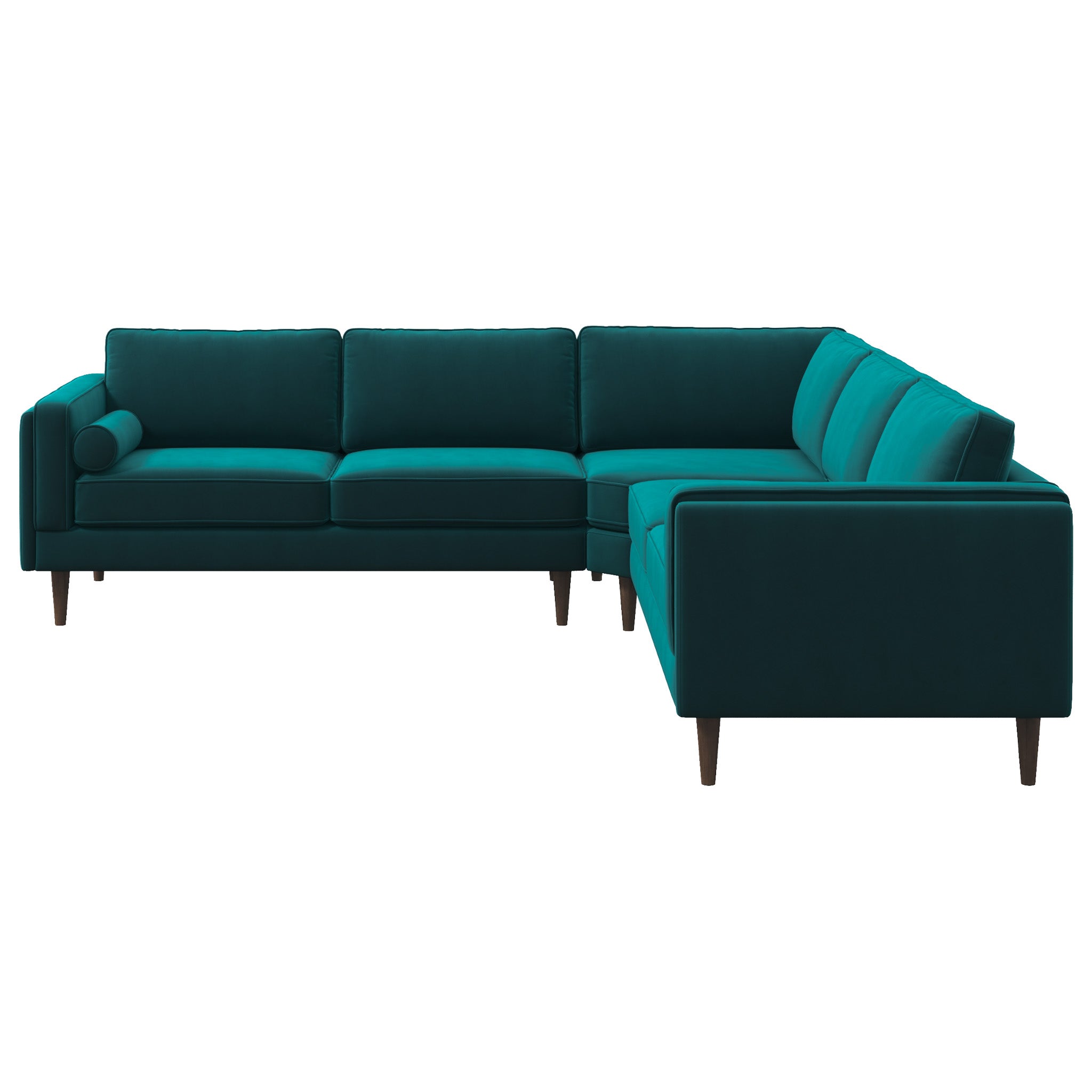 Fordham Teal Velvet Symmetrical Corner Sofa - MidinMod
