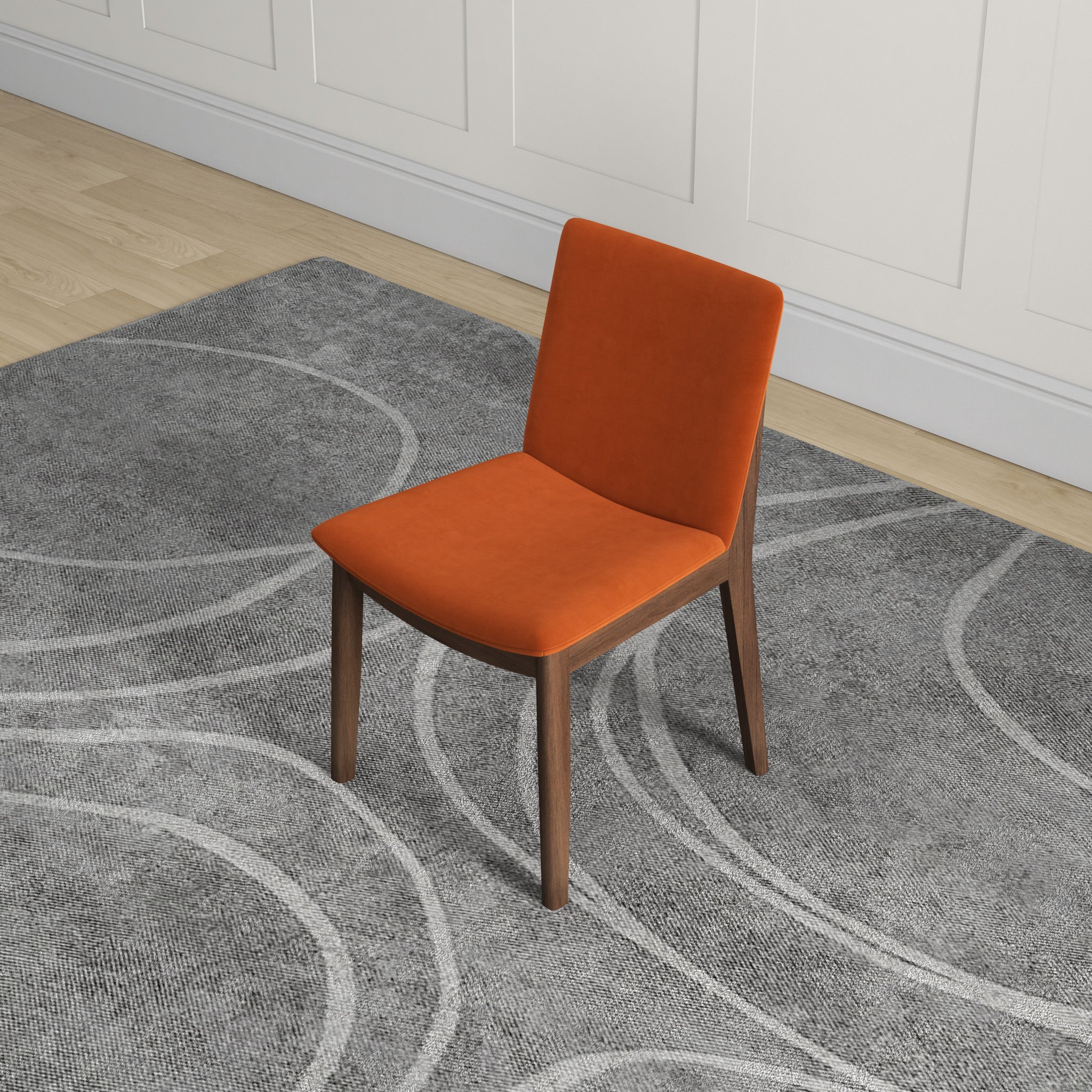 Virginia Mid-Century Modern Scandinavian Dining Chair with Velvet Upholstery - MidinMod