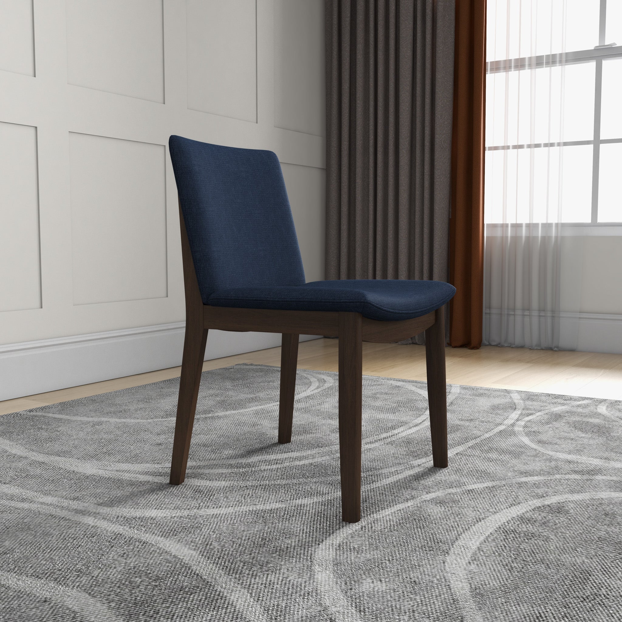 Virginia Mid-Century Modern Scandinavian Dining Chair with Fabric Upholstery - MidinMod