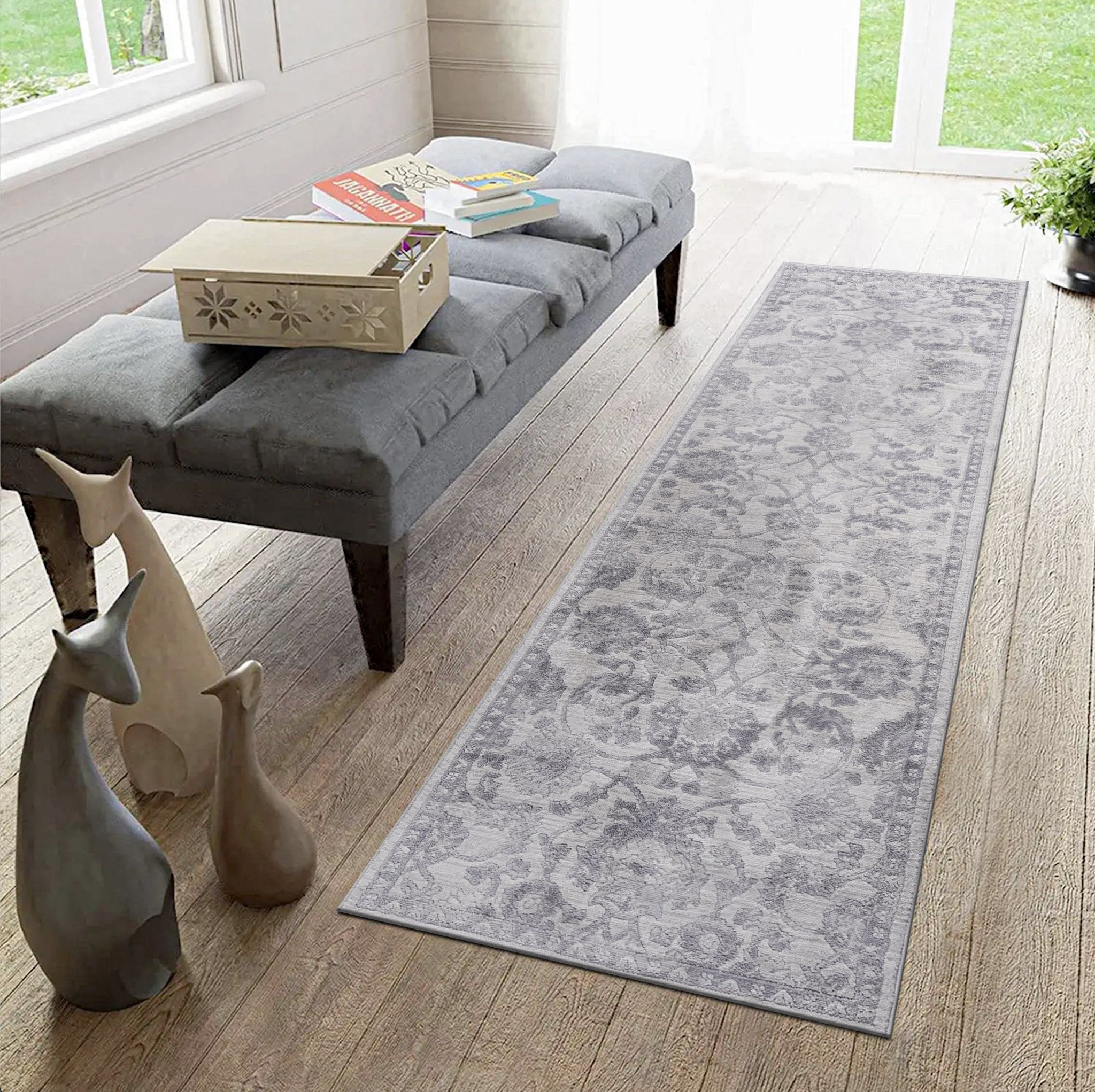 Marfi Grey-Silver Runner Rug 2'2'' x 8' - MidinMod