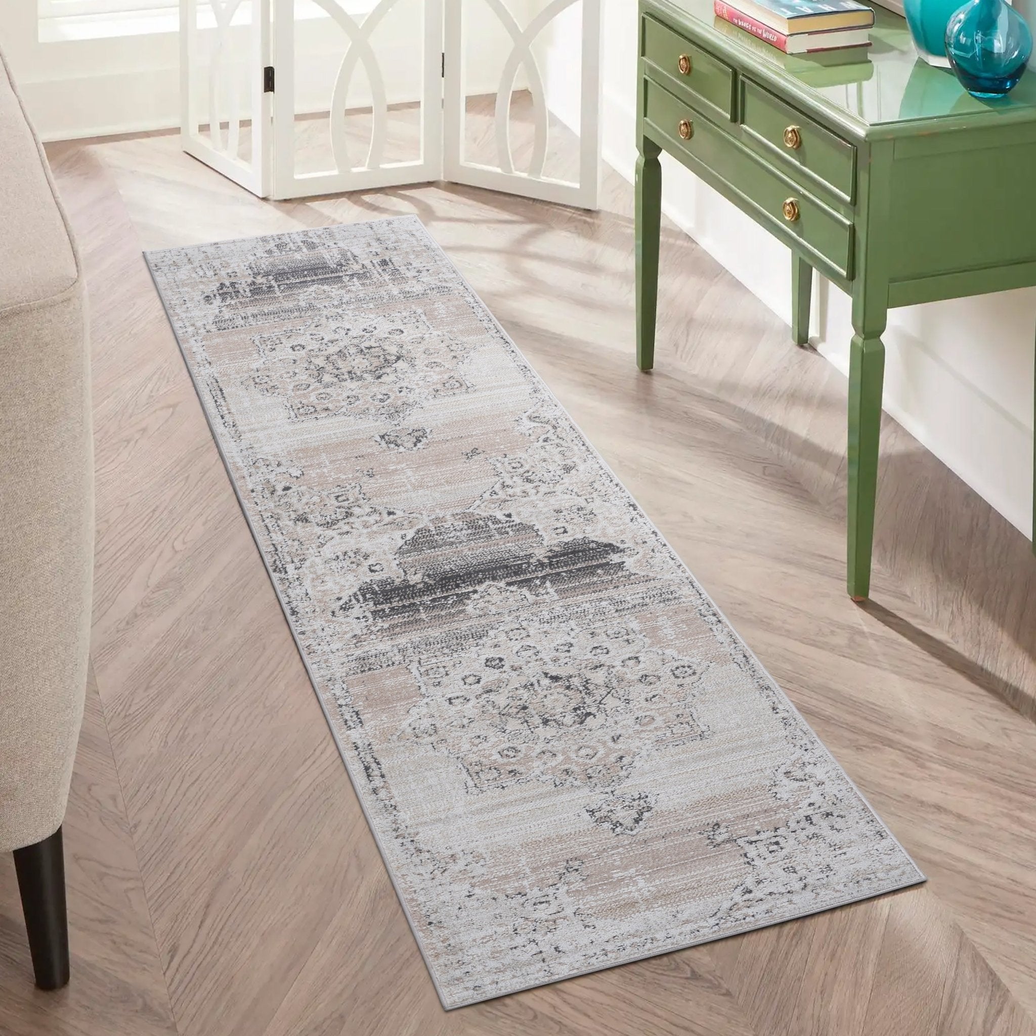 Payas Cream-Beige Runnner Rug Size 2'2'' x 8' - MidinMod