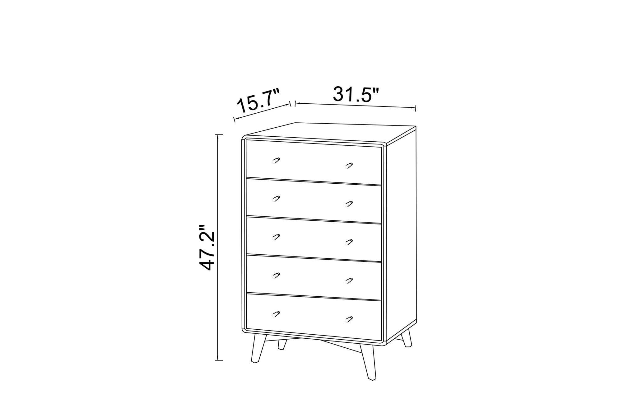 Noak Mid Century Modern Dresser 5 Drawer White - MidinMod