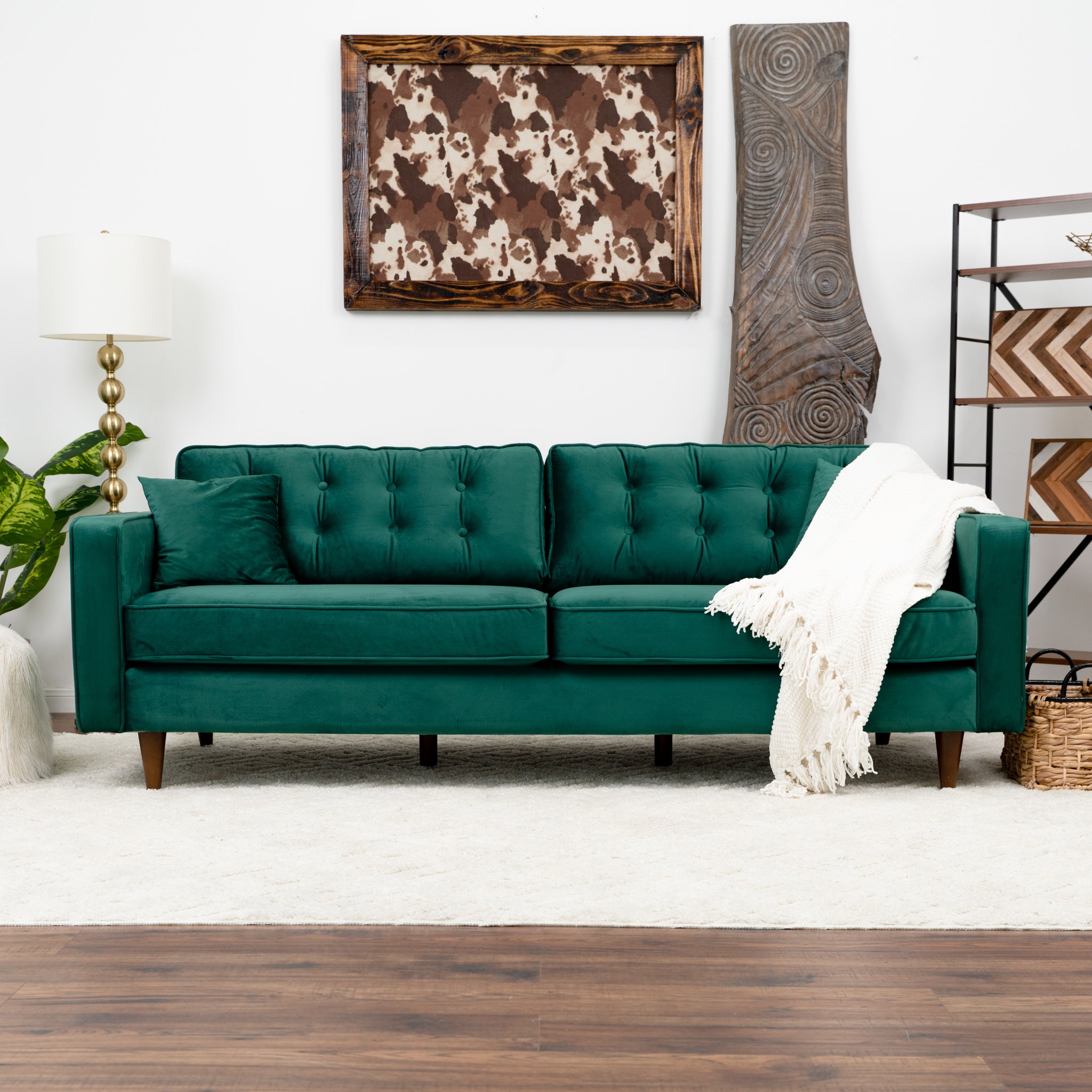 Oregon Green Velvet Sofa - MidinMod