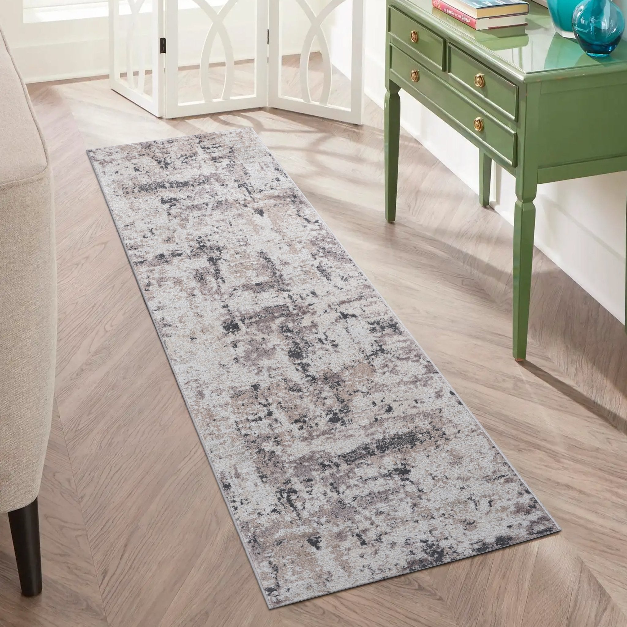 Payas Cream-Brown Runner Rug Size 2'2'' x 8' - MidinMod