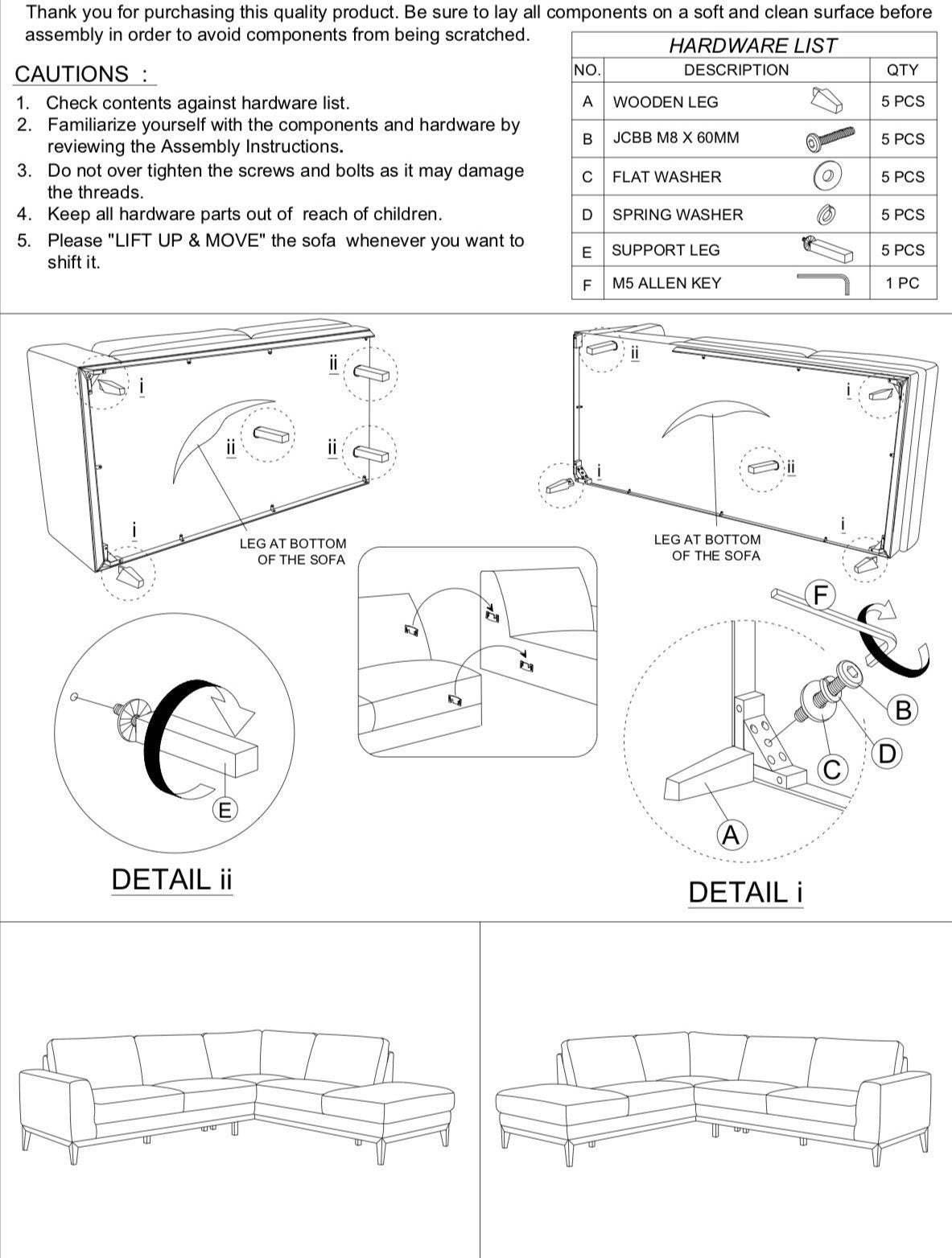 Mayfair Sectional  Sofa - Tan Leather Right Facing | MidinMod | TX | Best Furniture stores in Houston