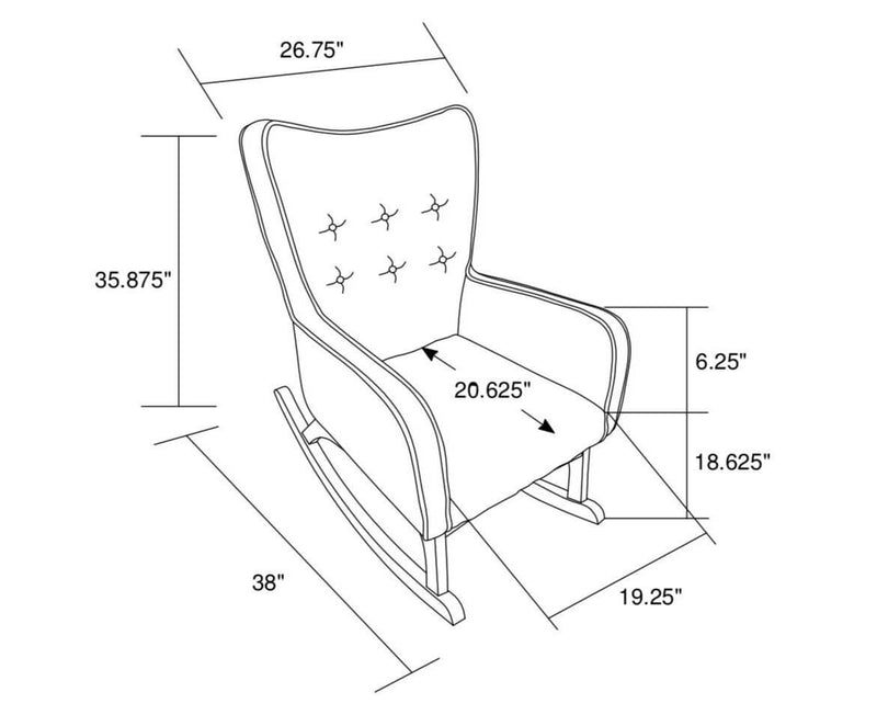 Charlotte Grey Velvet Rocking Chair | MidinMod | Houston TX
