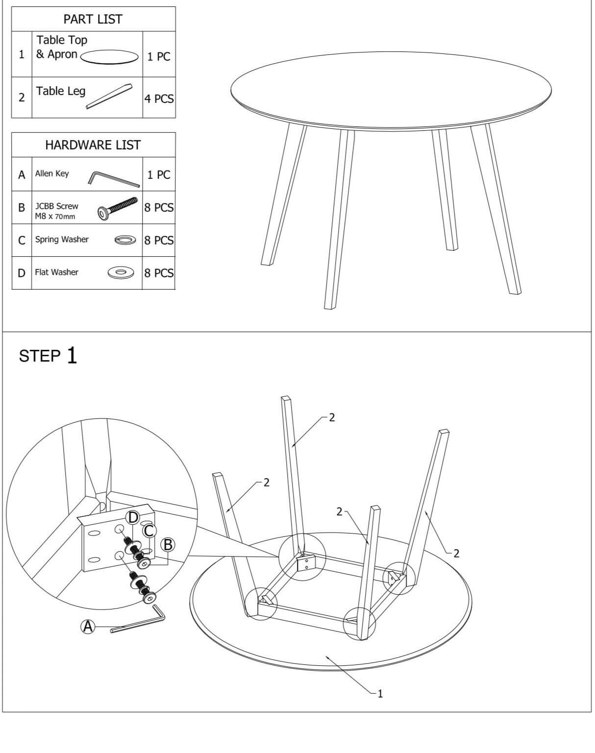 Aliana Dining Table (White) - MidinMod