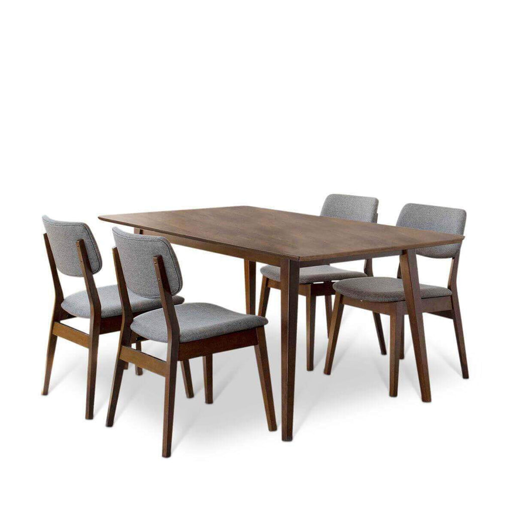Alpine Large Dining Set - 4 Abott Dining Chairs(Walnut) | MidinMod | TX | Best Furniture stores in Houston